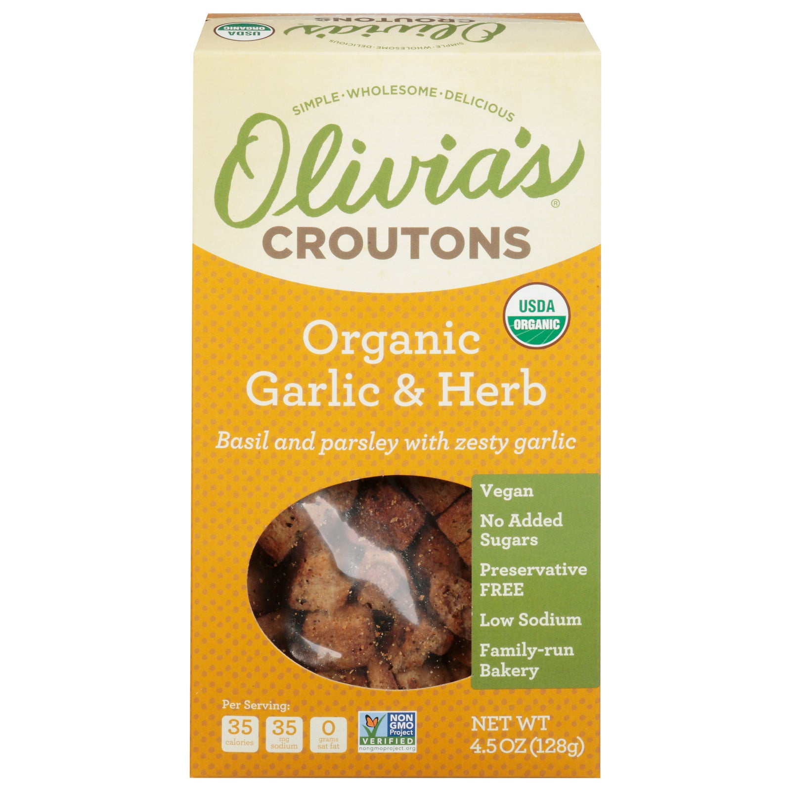 Olivia's - Croutons Garl & Herb - Case of 6 - 4.5 OZ