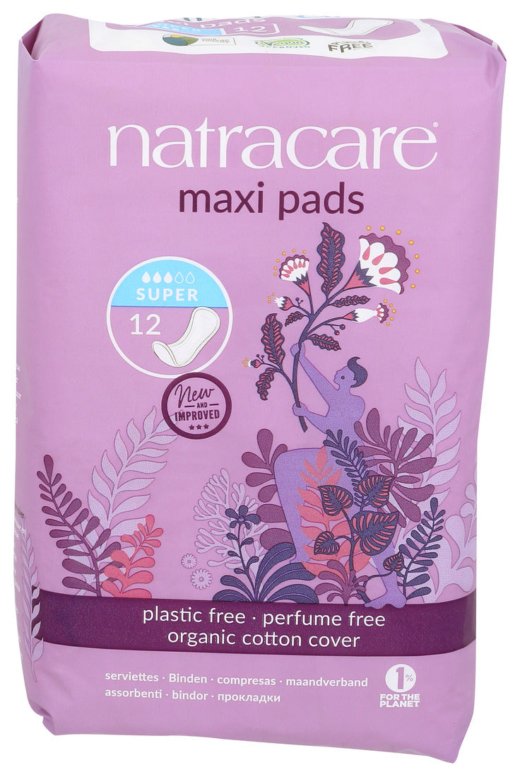 Natracare Natural Maxi Pads Super  - 12 Pack