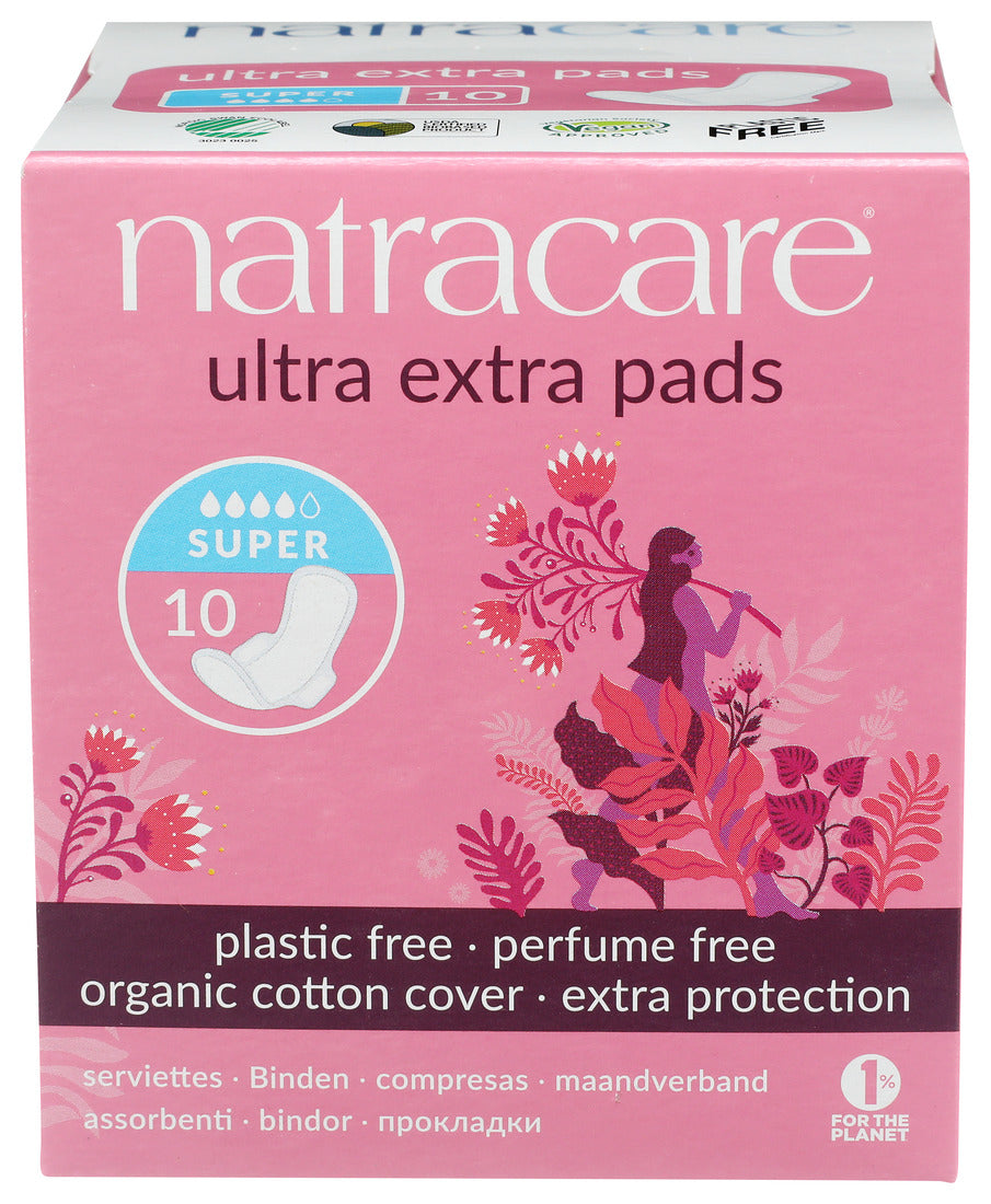 Natracare  Ultra Extra Pads w/wings - Super - 10 Count
