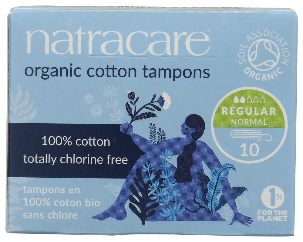 Natracare 100% Organic Cotton Tampons - Regular - 10 Pack
