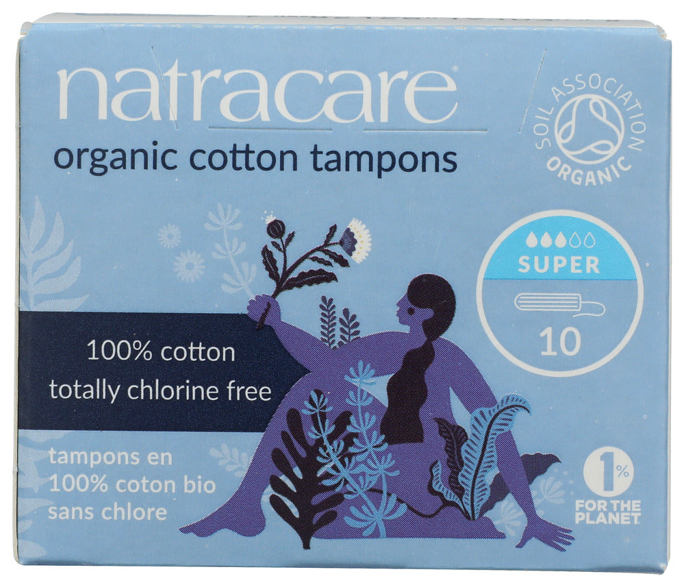 Natracare 100% Organic Cotton Tampons - Super - 10 Pack