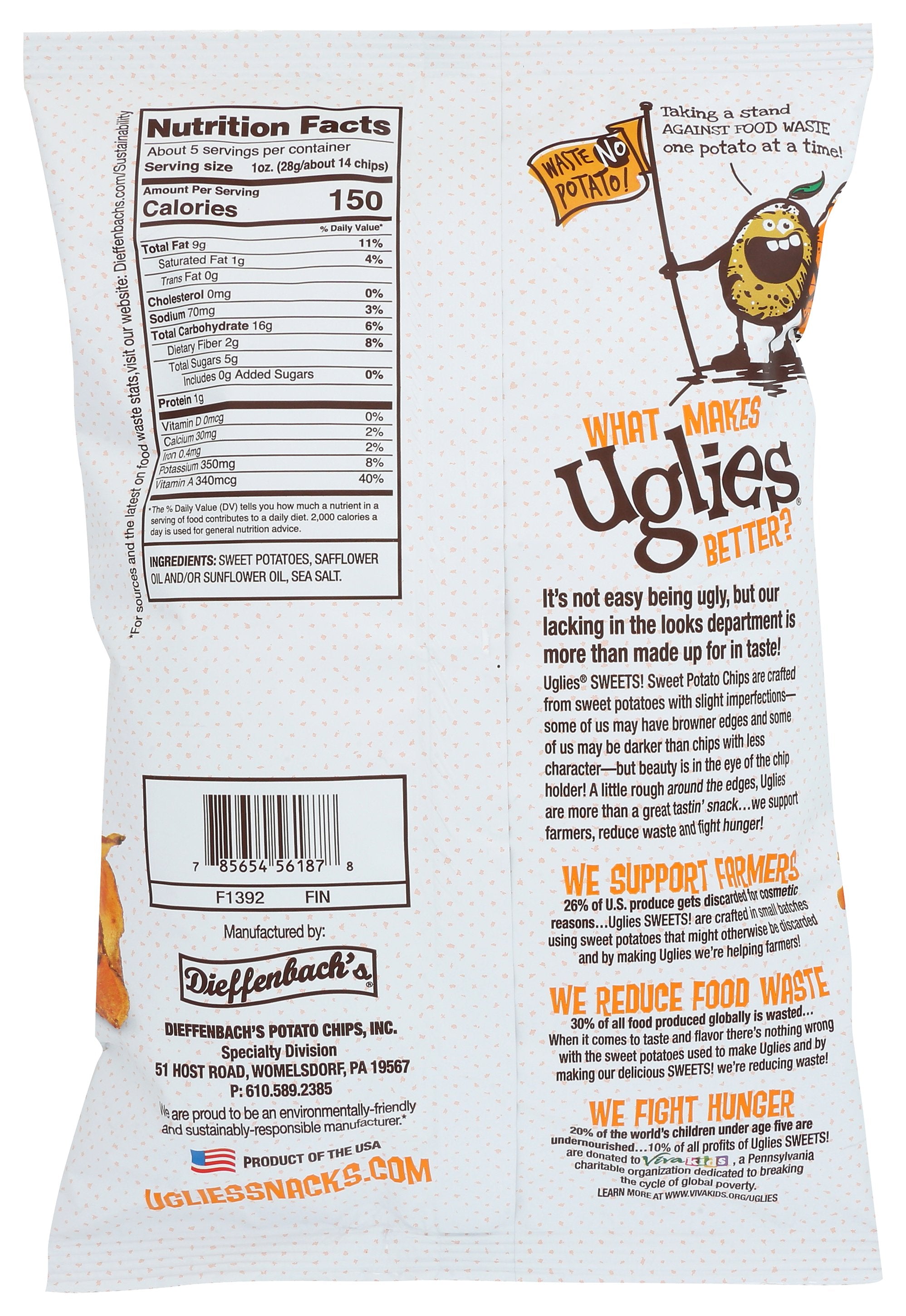 UGLIES CHIPS SWT PTATO SEA SALT - Case of 12