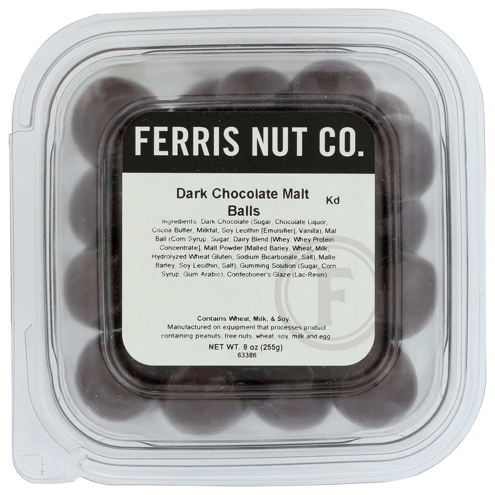 Ferris Coffee & Nut Co. Chocolate Dark Malt Balls - Case of 12 - 9 Oz