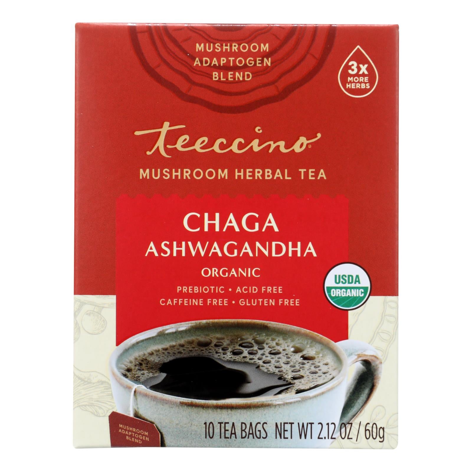 Teeccino - Mush Tea Chga Ashwgan - Case Of 6-10 Bag