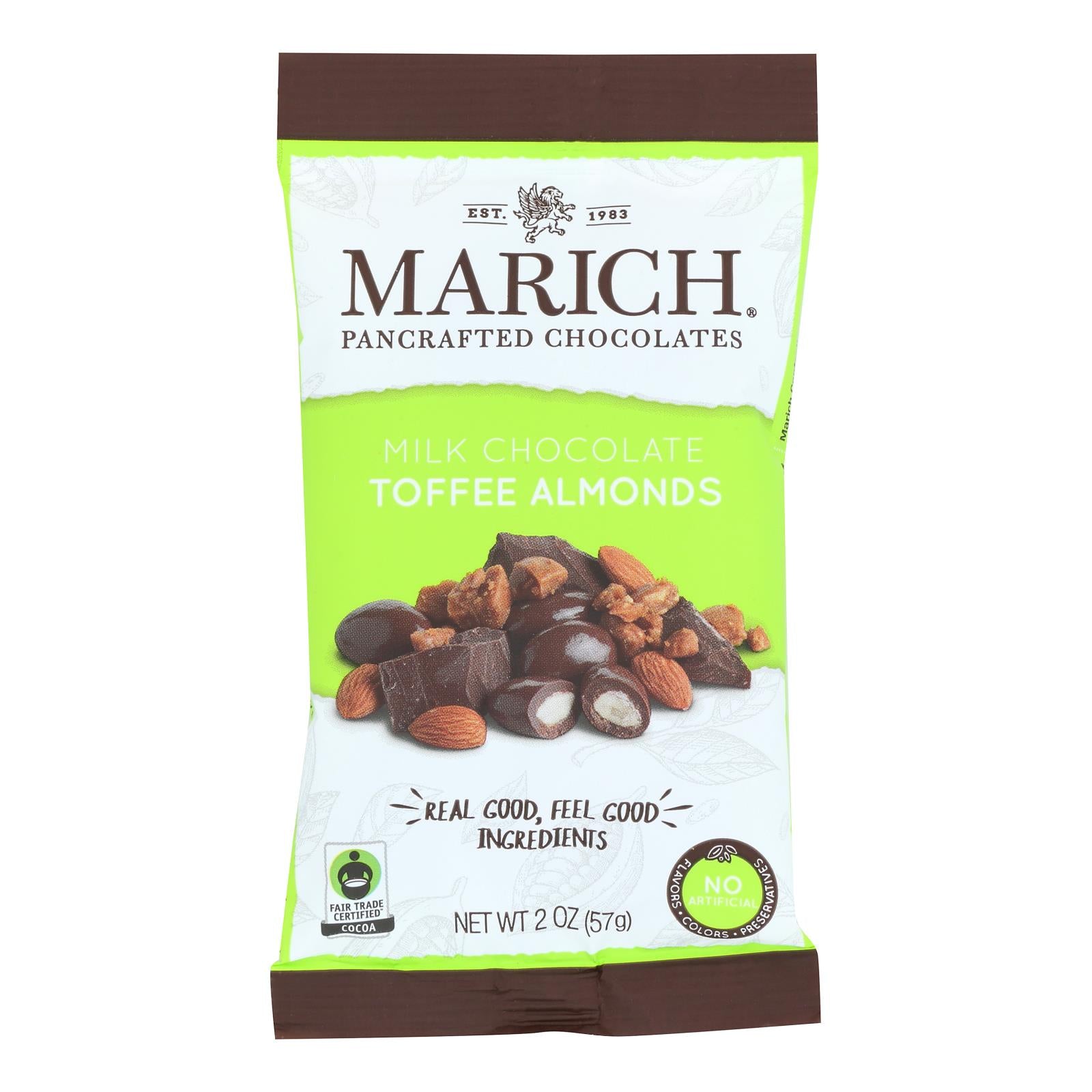 Marich - Almonds Toffee Milk Chocolate - Case of 12 - 2 ounces