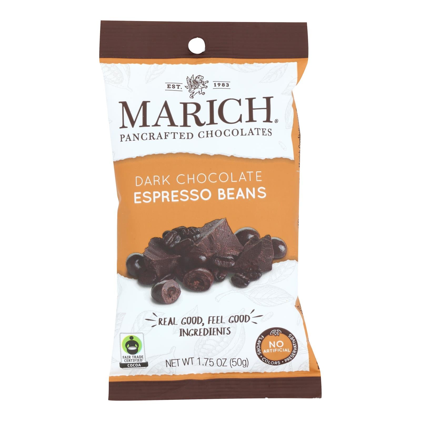 Marich - Dark Chocolate Espresso Beans - Case of 12 - 2 ounces