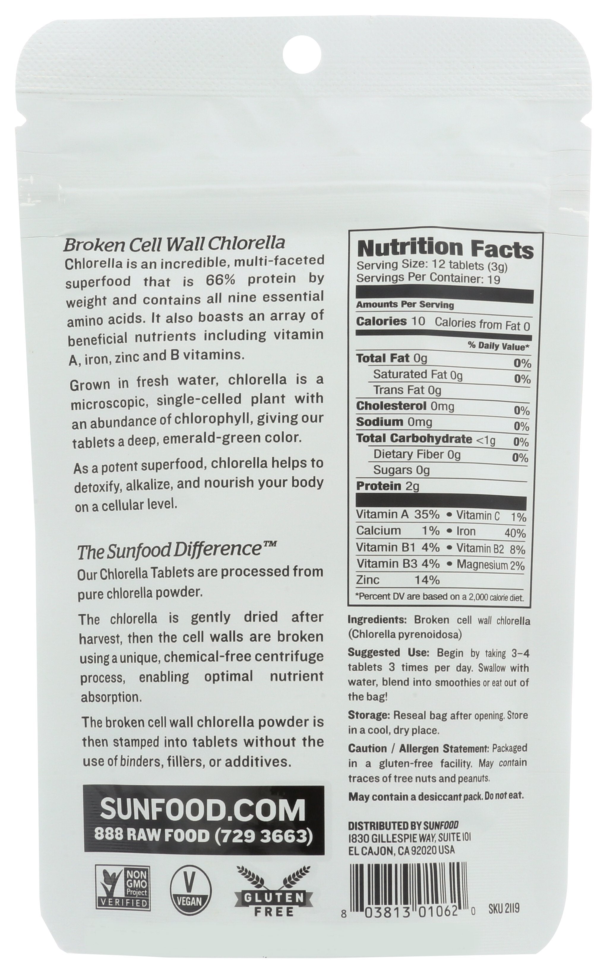 SUNFOOD SUPERFOODS TABLETS CHLORELLA