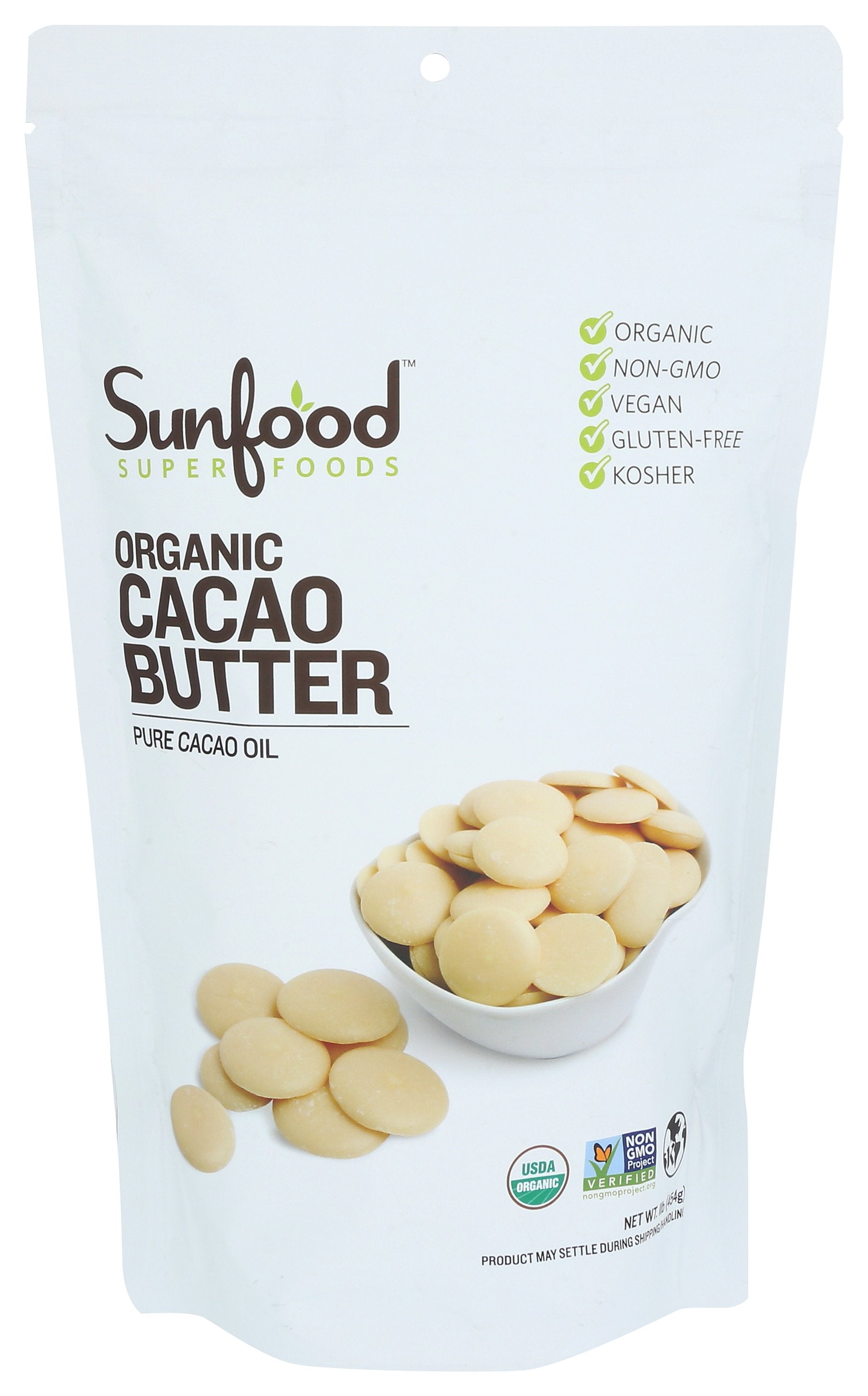 SUNFOOD SUPERFOODS CACAO BUTTER ORGANIC