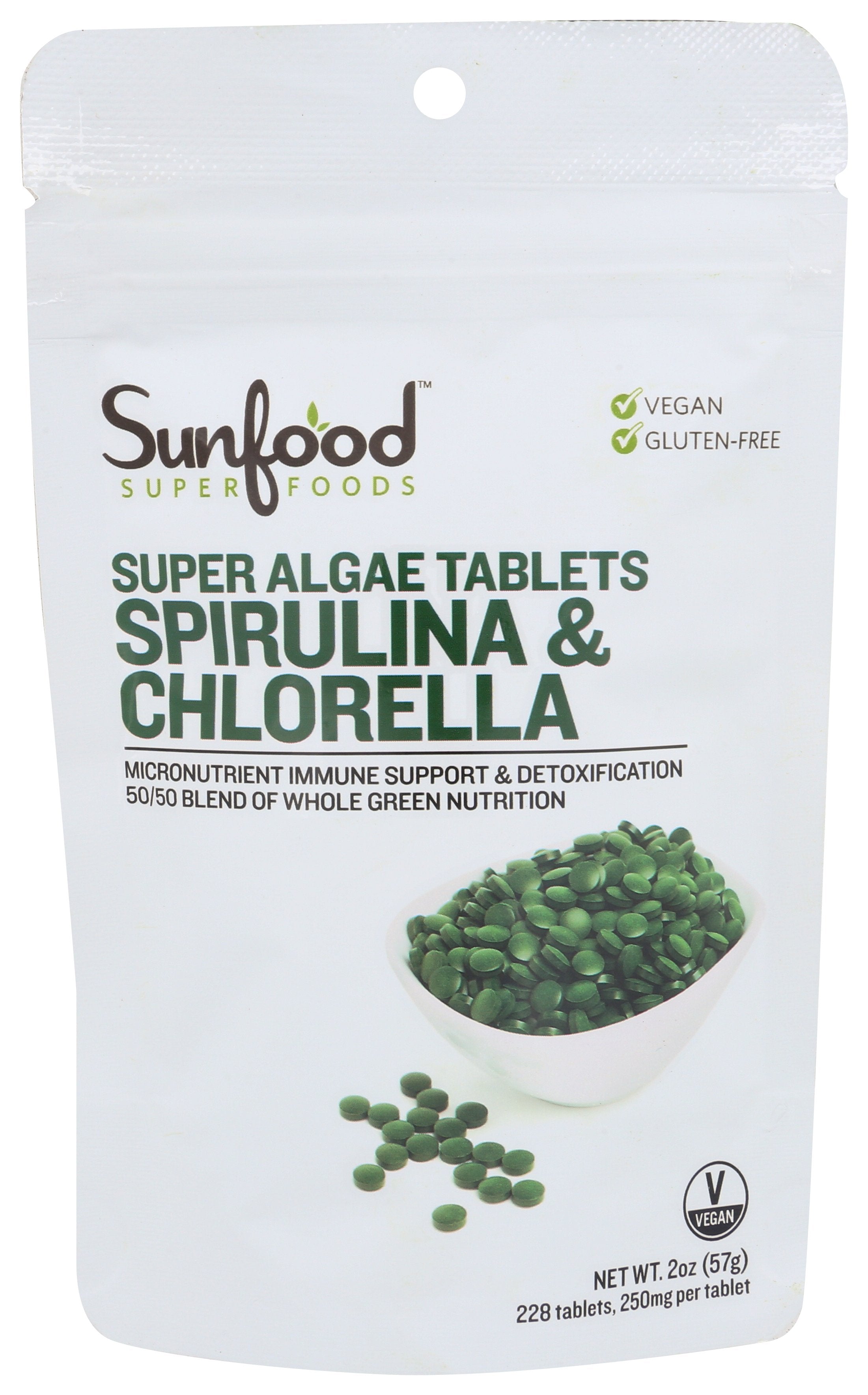 SUNFOOD SUPERFOODS SPIRULINA CHLORELLA TBLT