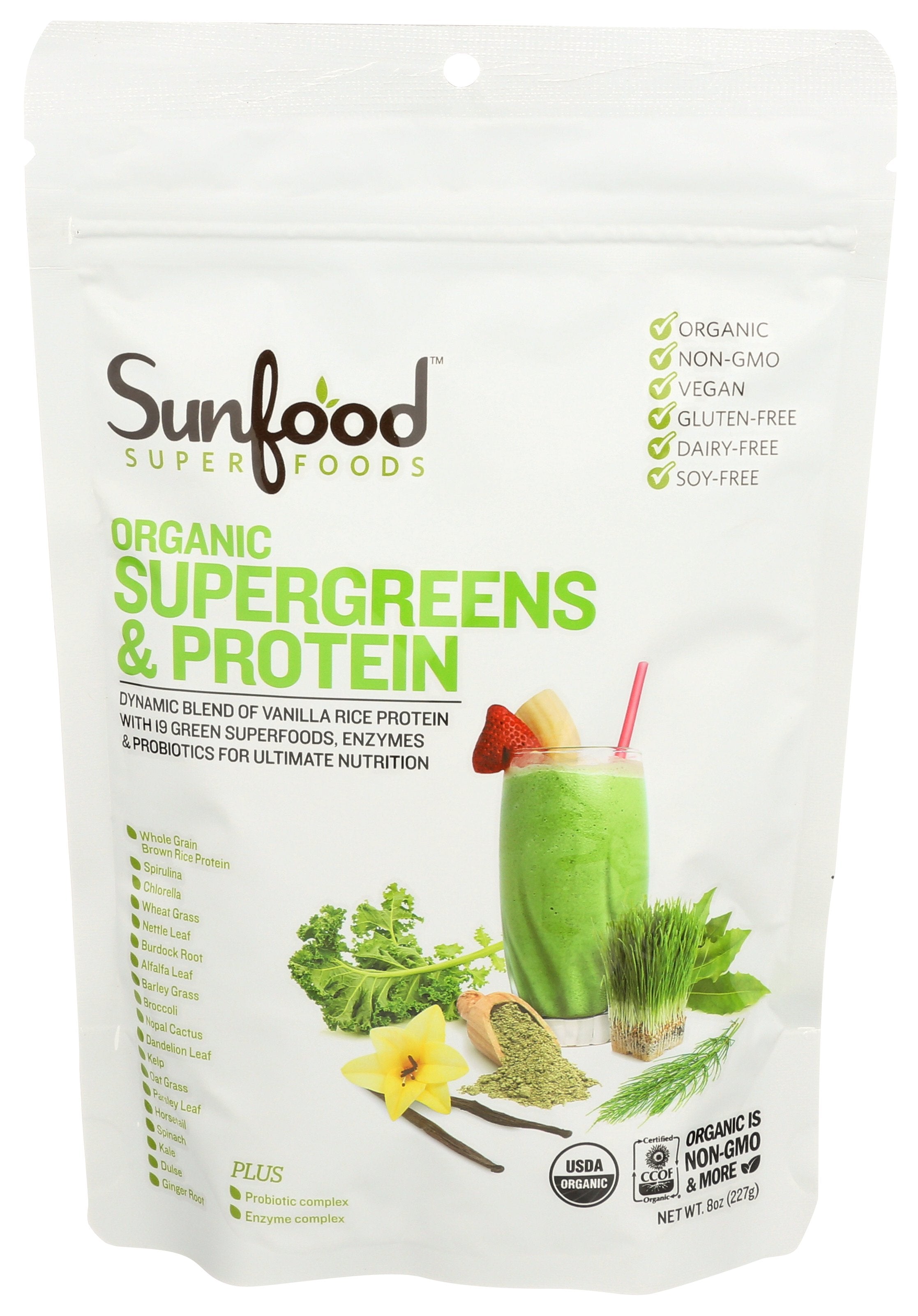 SUNFOOD SUPERFOODS SUPERGREENS PROTEIN