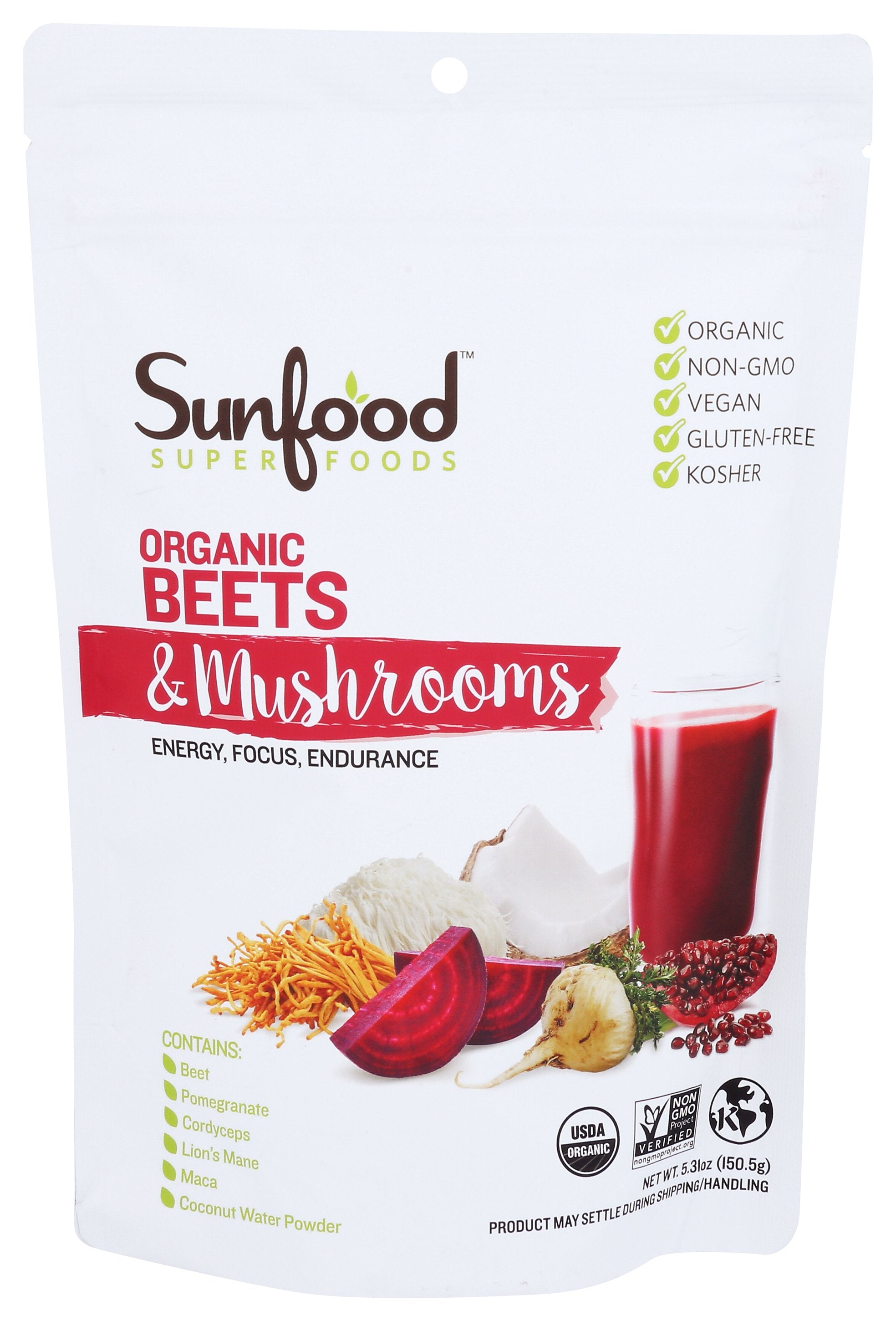 SUNFOOD SUPERFOODS BEET MUSHROOM PWDR ORG