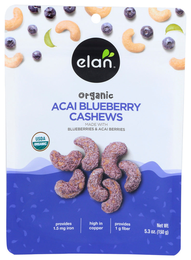 Elan Cashews Blueberry Acai Organic - Pack of 8 - 5.3 oz