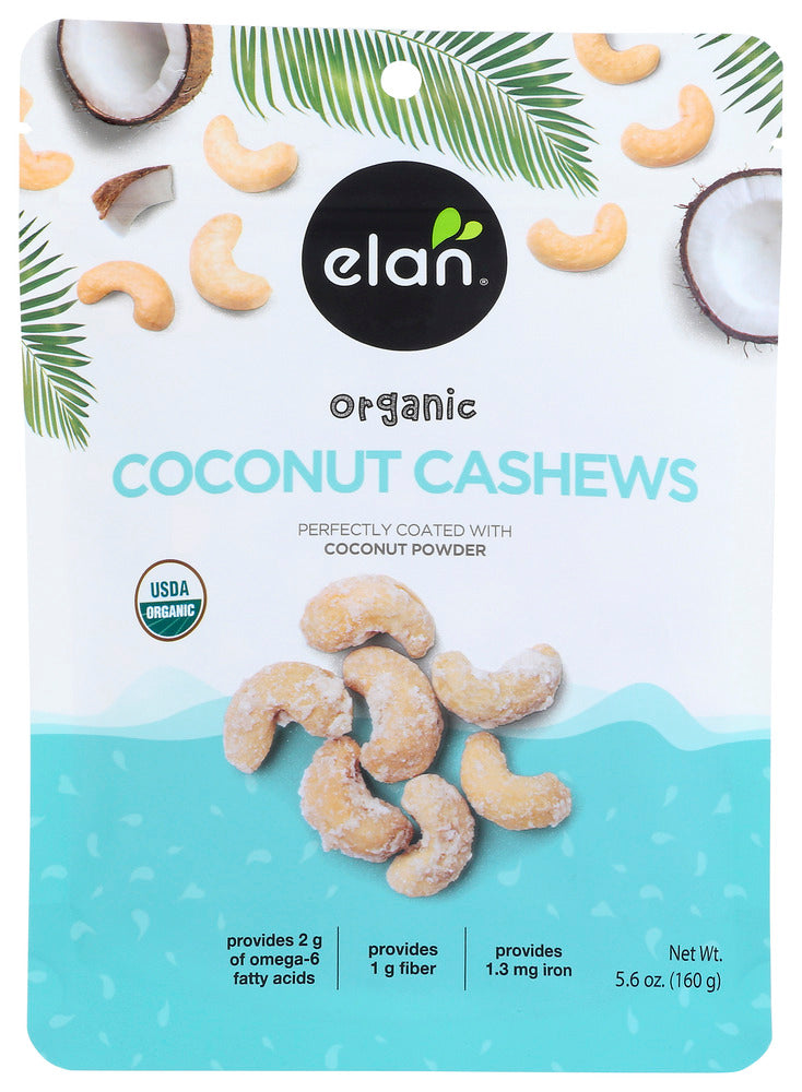 Elan Cashews Coconut Organic - Pack of 8 - 5.6 OZ