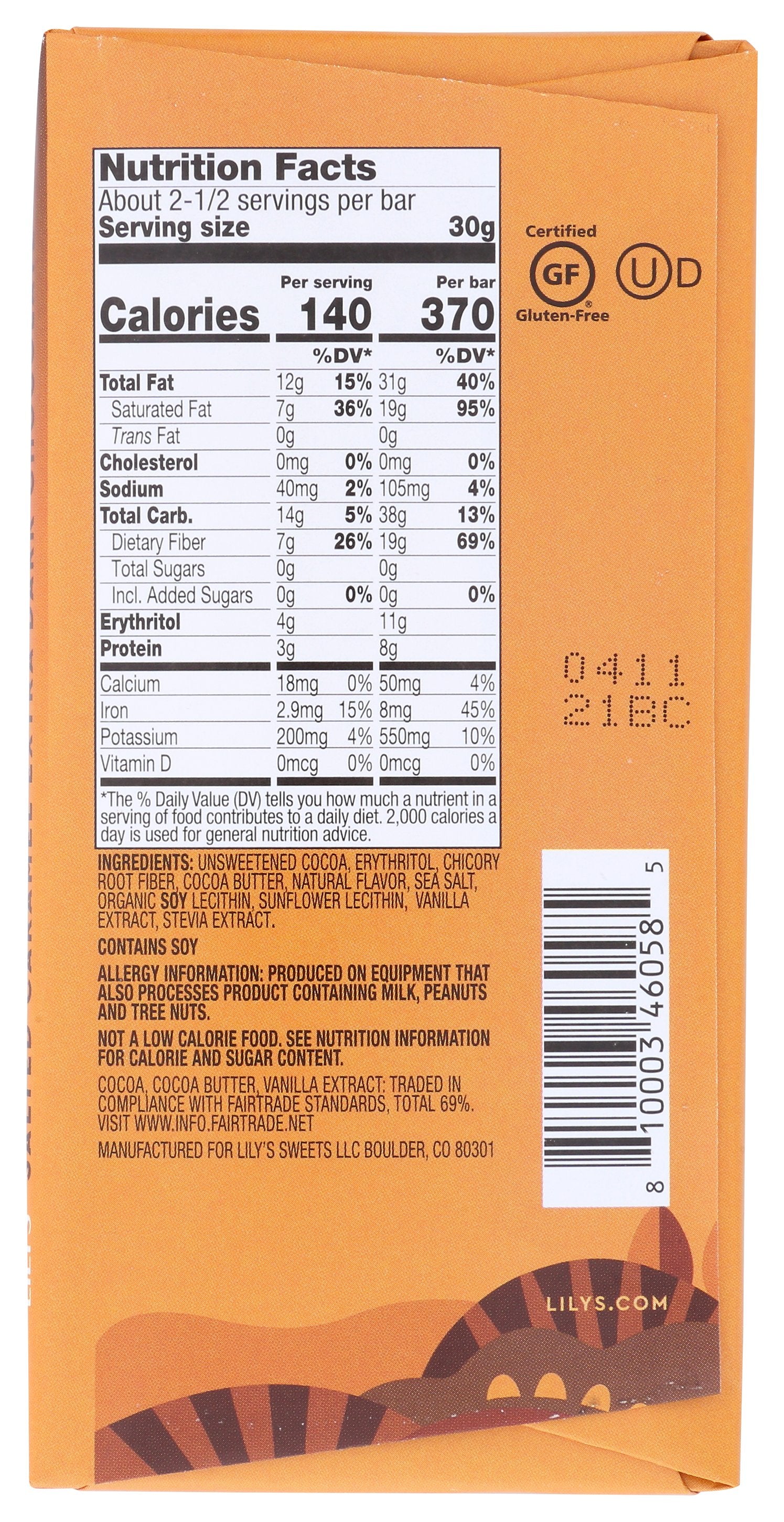 LILYS SWEETS BAR DRK CHOC SLTD CRML - Case of 12