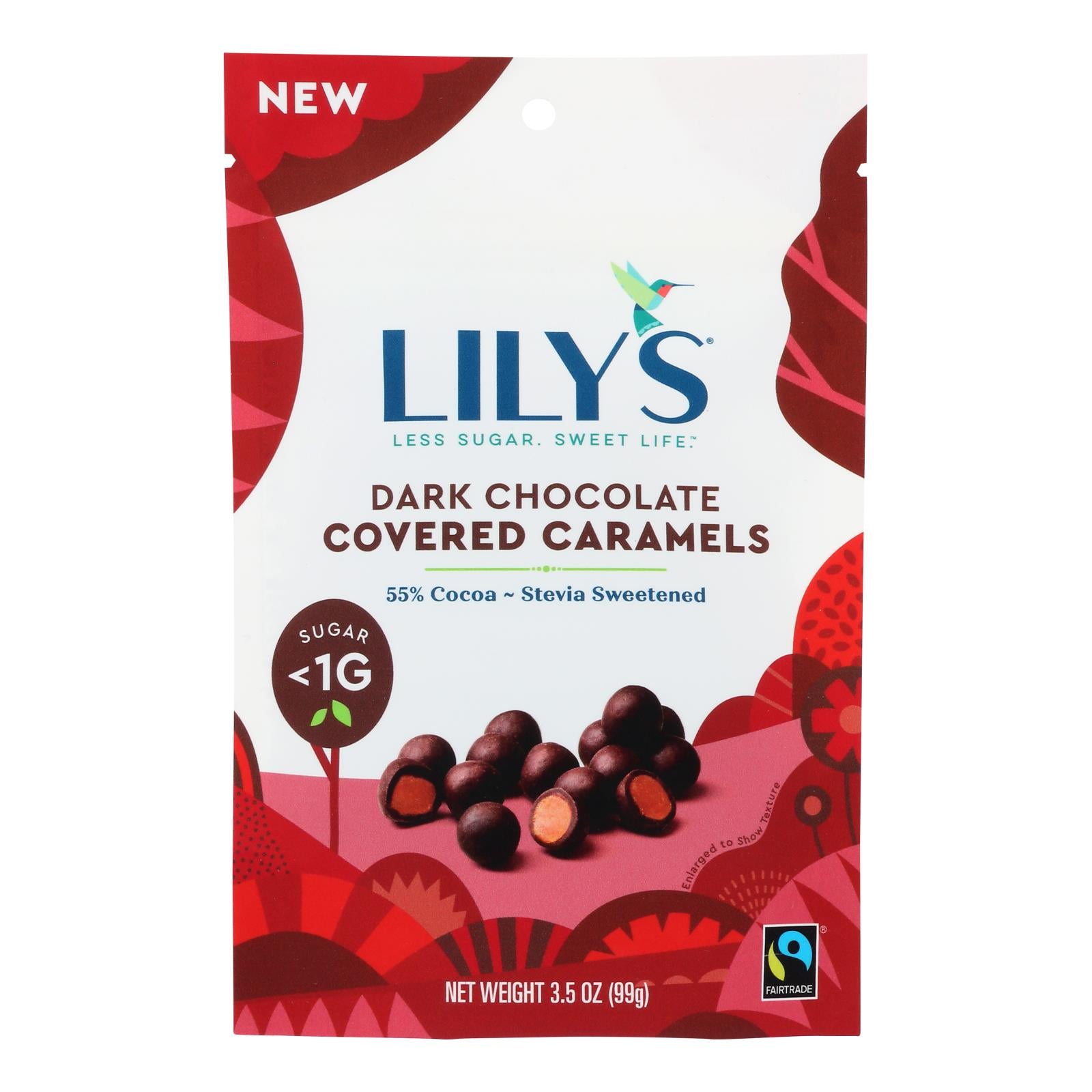 Lilys - Caramels Dark Chocolate Stevia - Case of 12-3.5 OZ