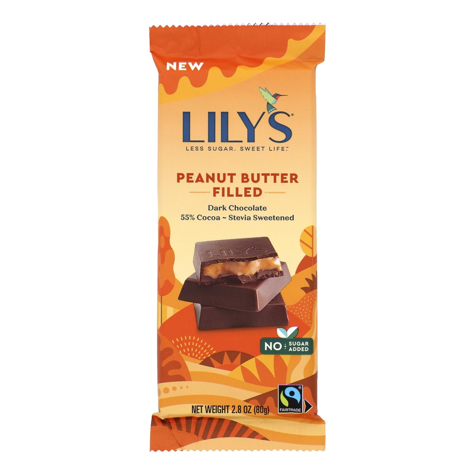 Lilys - Bar Dark Chocolate 55% Peanut Butter - Case of 12-2.8 OZ