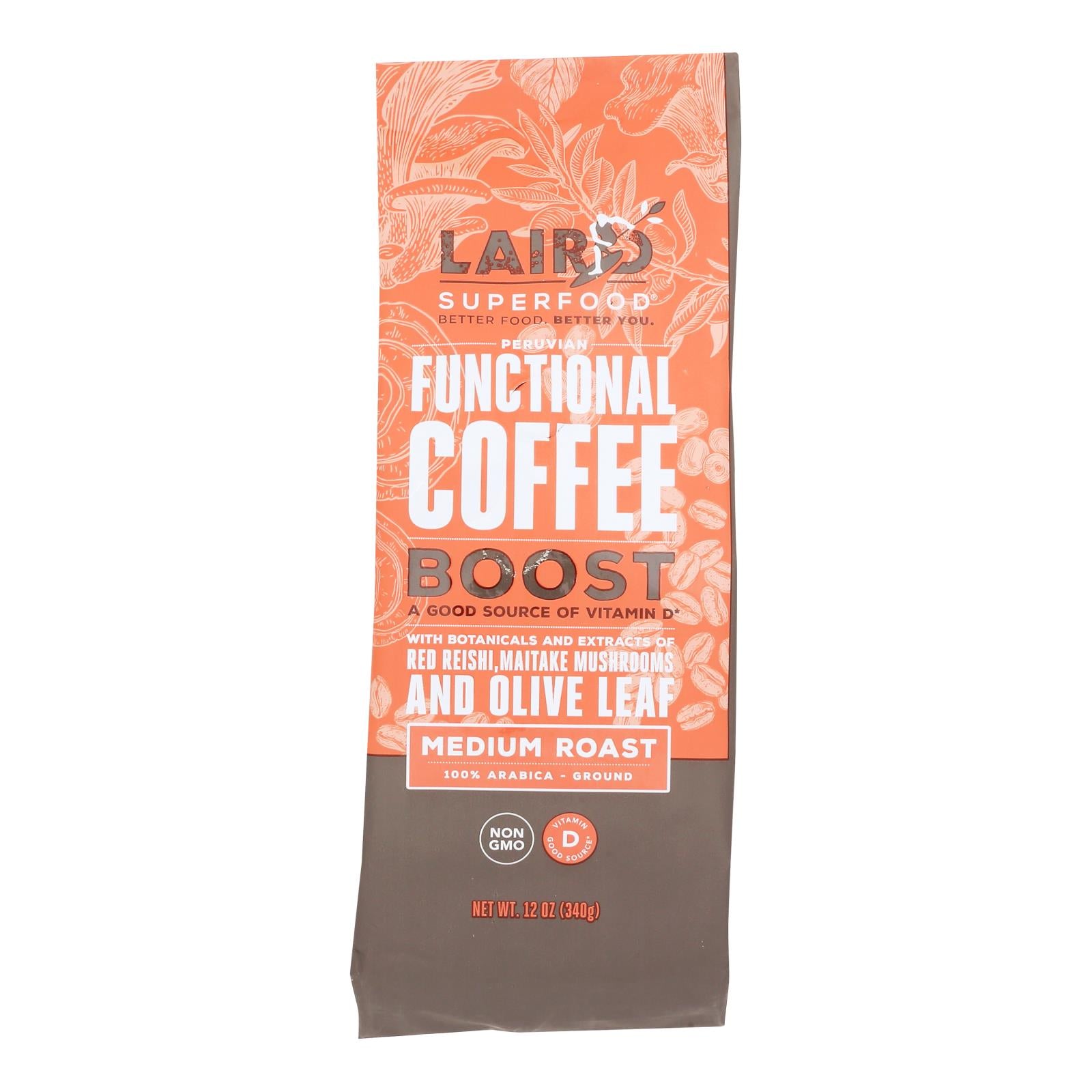 Laird Superfood - Coffee Boost Medium Roast - Case of 6-12 OZ
