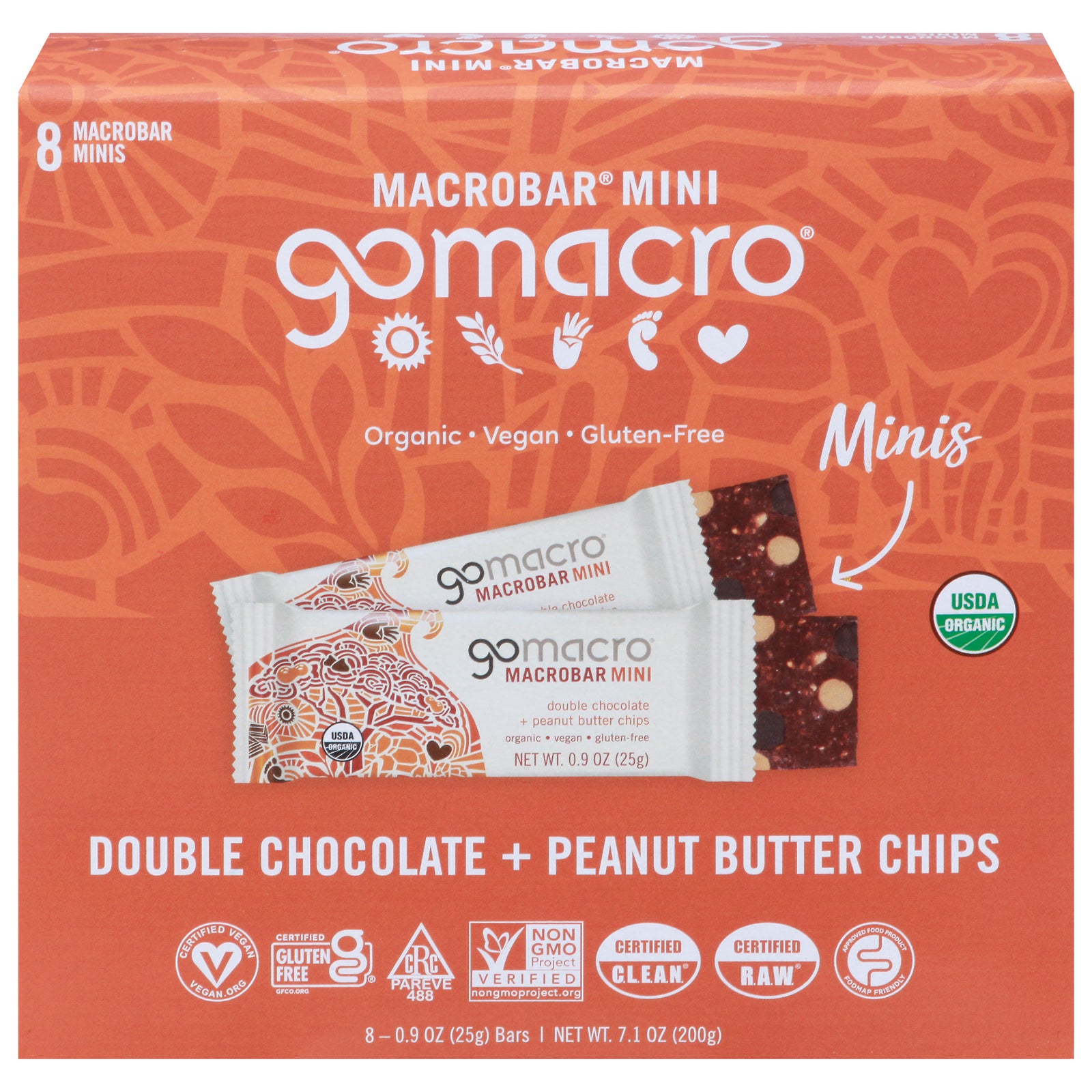 Gomacro - Bar Mini Double Chocolate Pbc - Case of 7-7.1 OZ