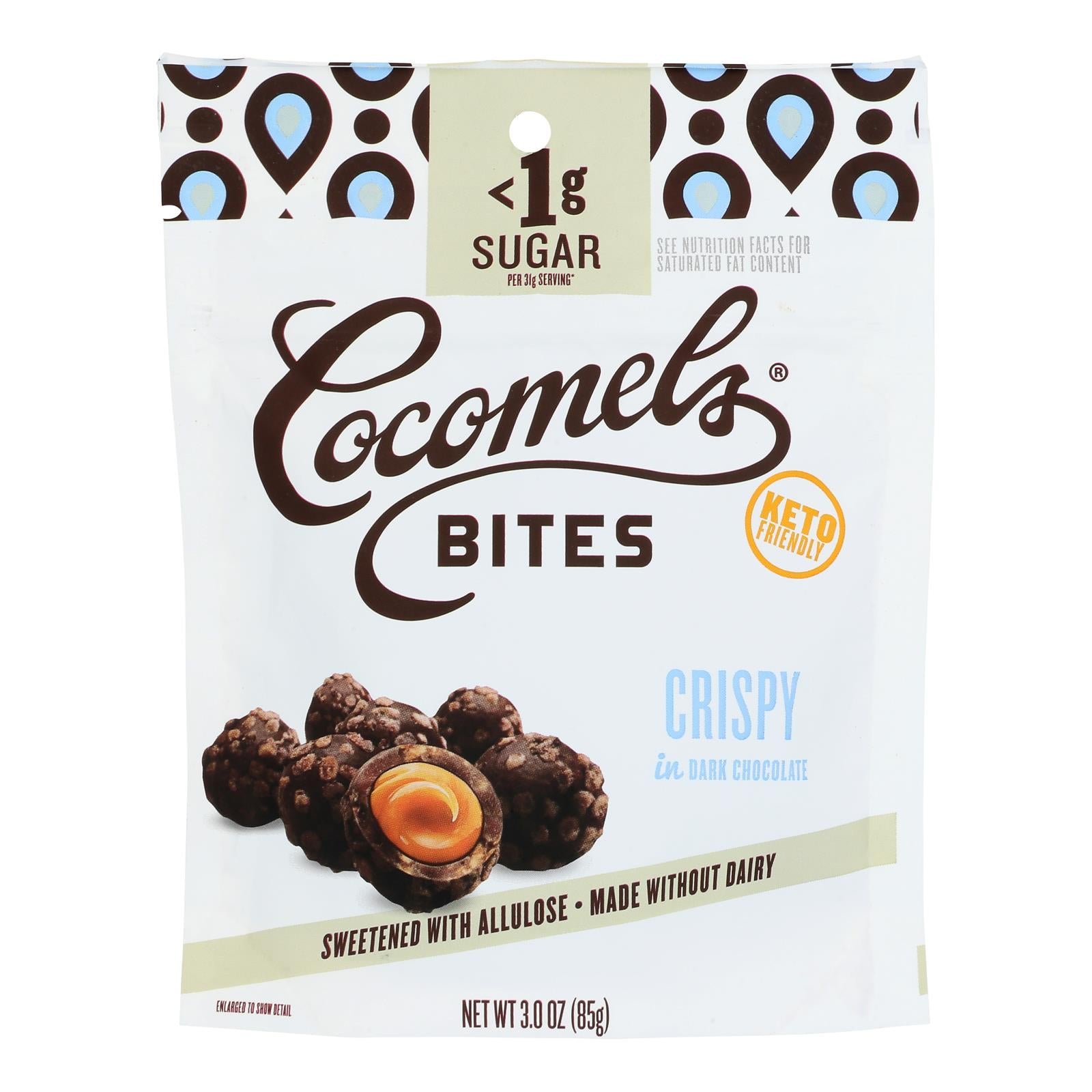 Cocomels - Bites Dark Chocolate Crispy Keto - Case of 6-3.00 OZ