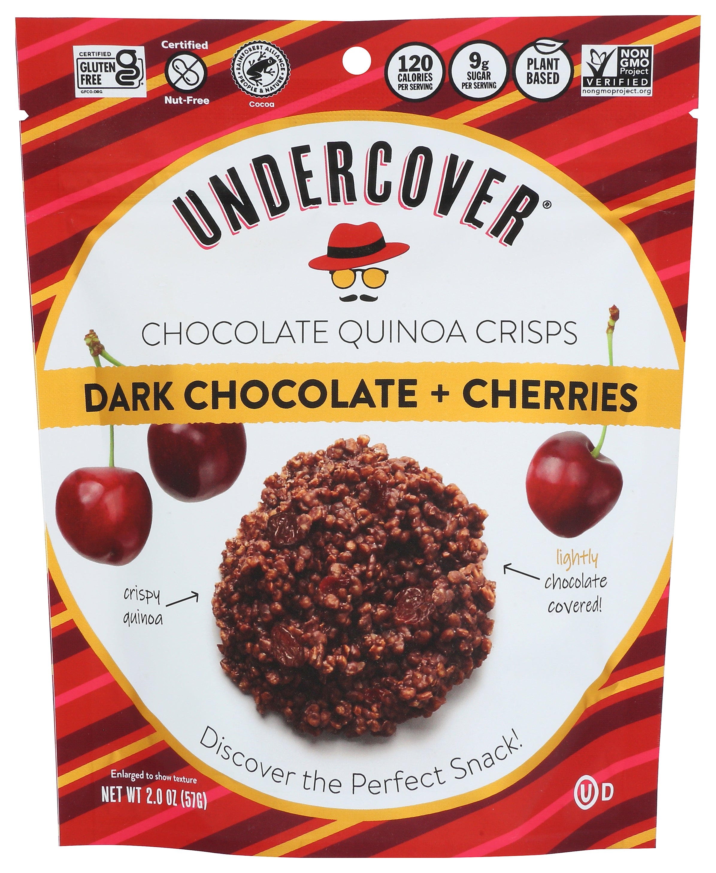 Undercover Chocolate Quinoa Crisps Dark Chocolate and Cherries- Case of 12 - 2 oz