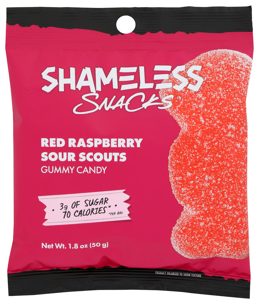 Shameless Snacks Gummy Sour Red Raspberry - Case of 6 - 1.8 oz
