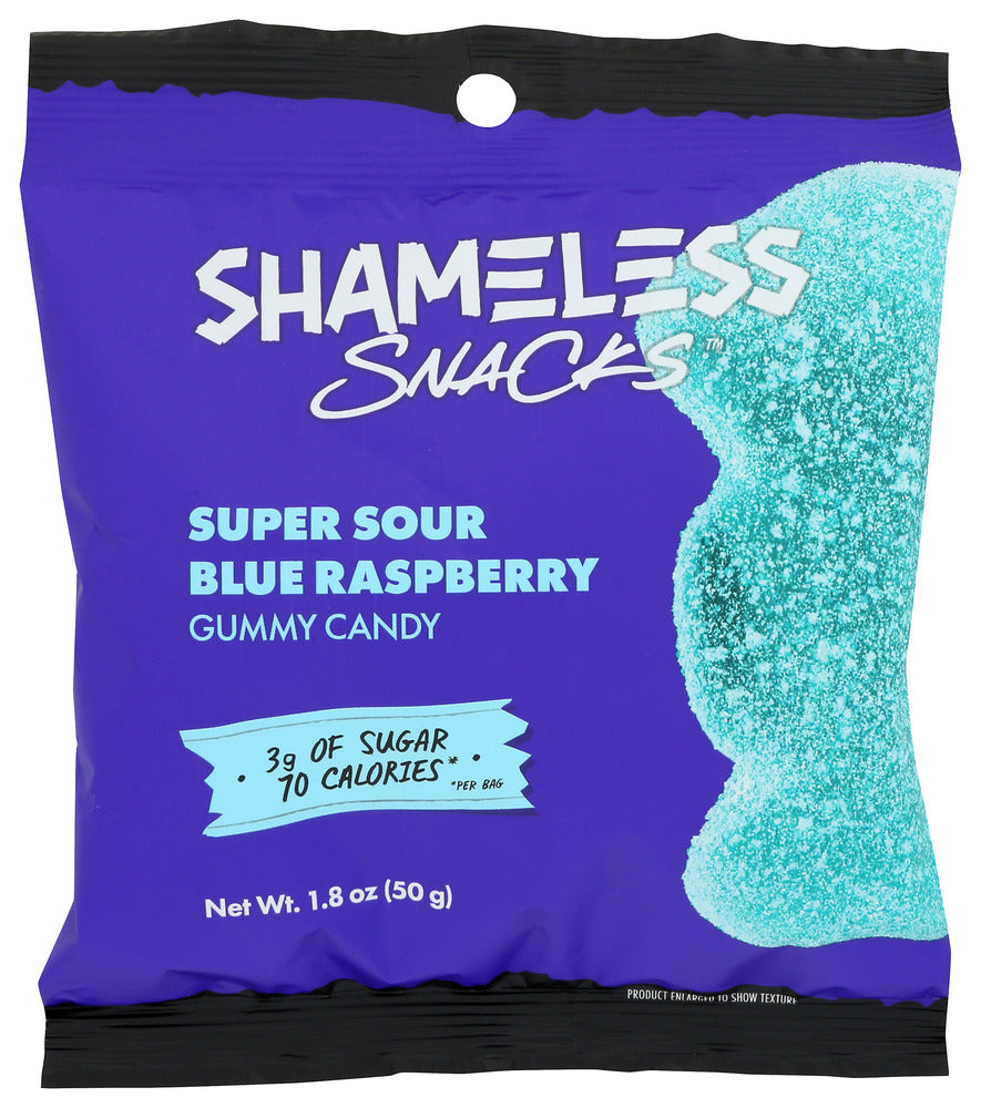 Shameless Snacks Gummy Sour Blue Raspberry - Case of 6 - 1.8 oz