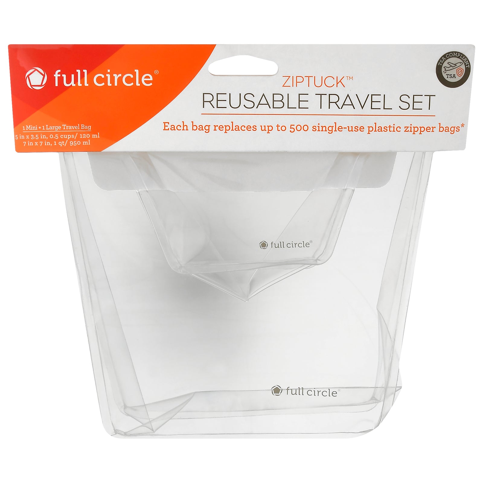 Full Circle Home - ZipTuck Reusable Travel Bags - Case of 6 - 2 Count