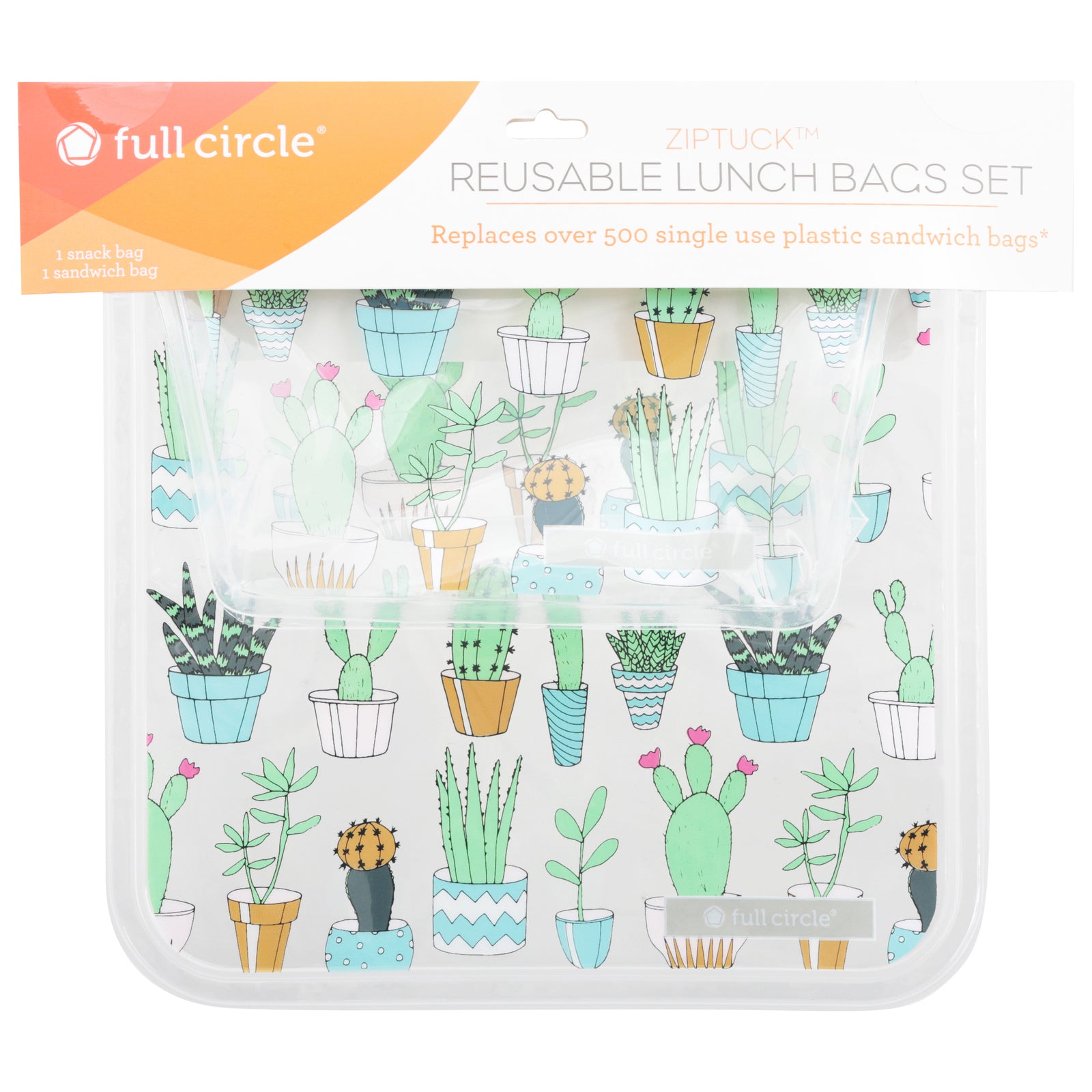 Full Circle Home - Lunch Bag Cactus - Case Of 12 - 2 Ct