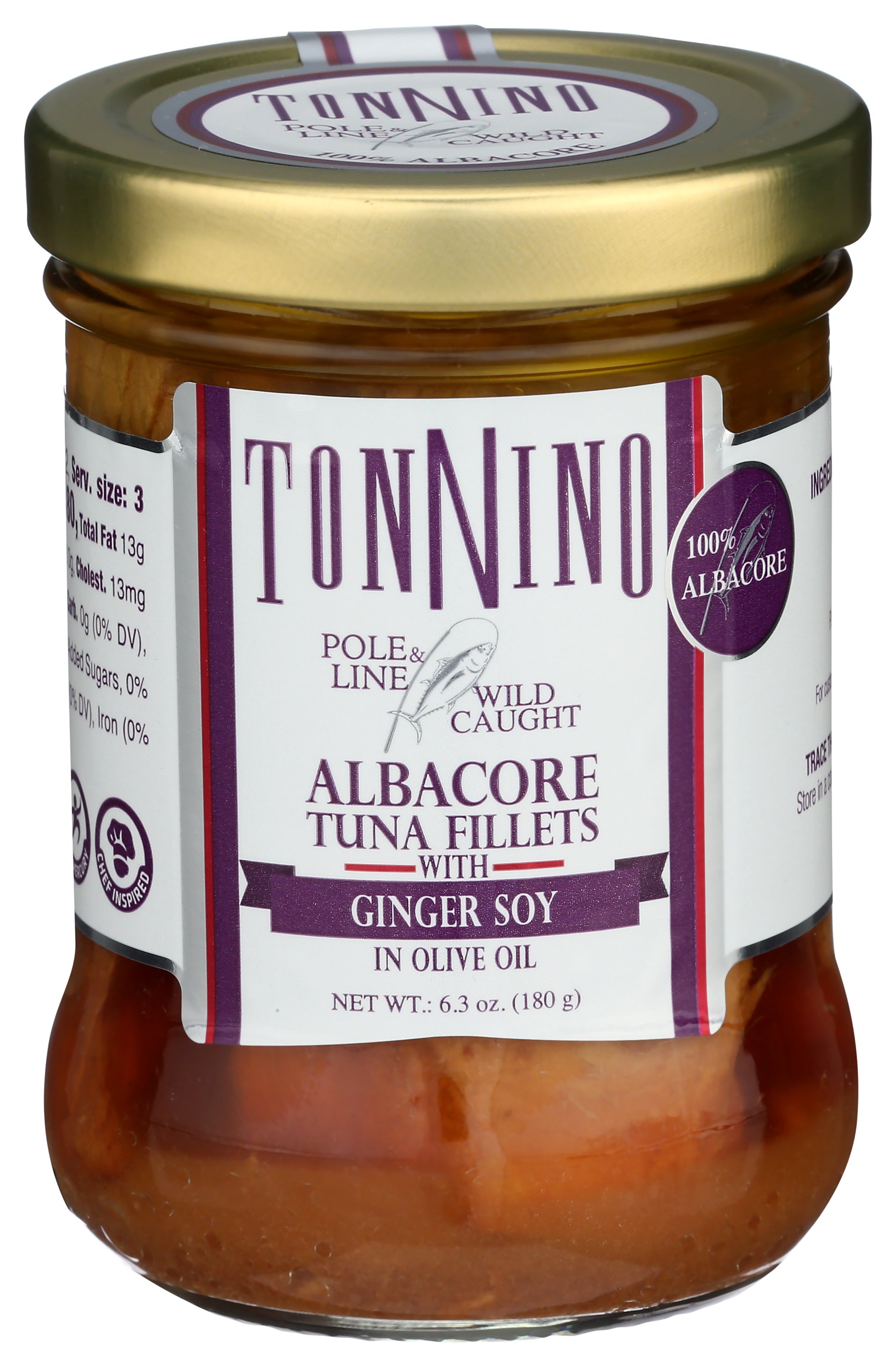 Tonnino Albacore Tuna Fillet with Ginger Soy in Olive Oil  - 6.3 oz (Case of 6)