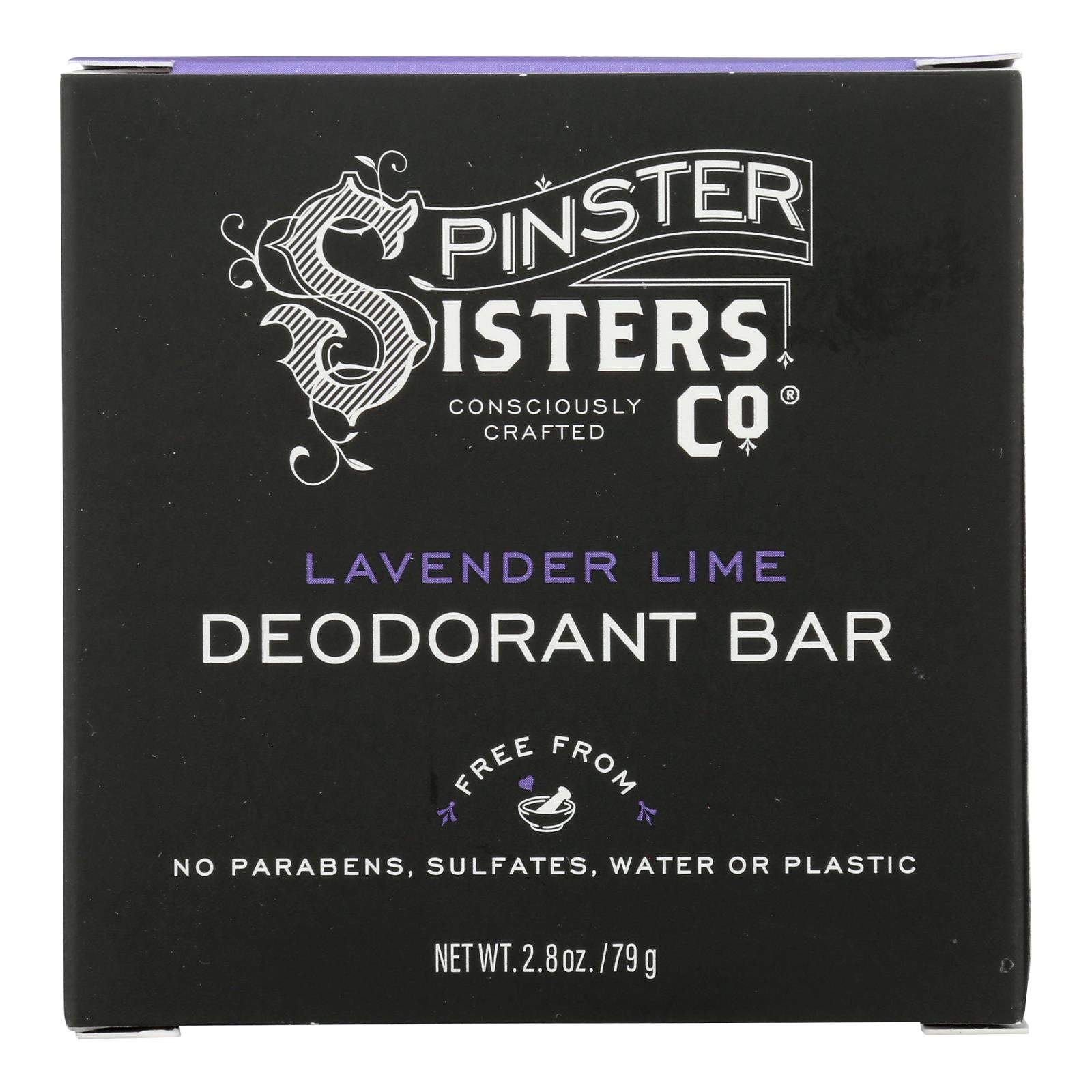 Spinster Sisters Company - Deodorant Bar Lavender Lime - 1 Each-2.8 ounces