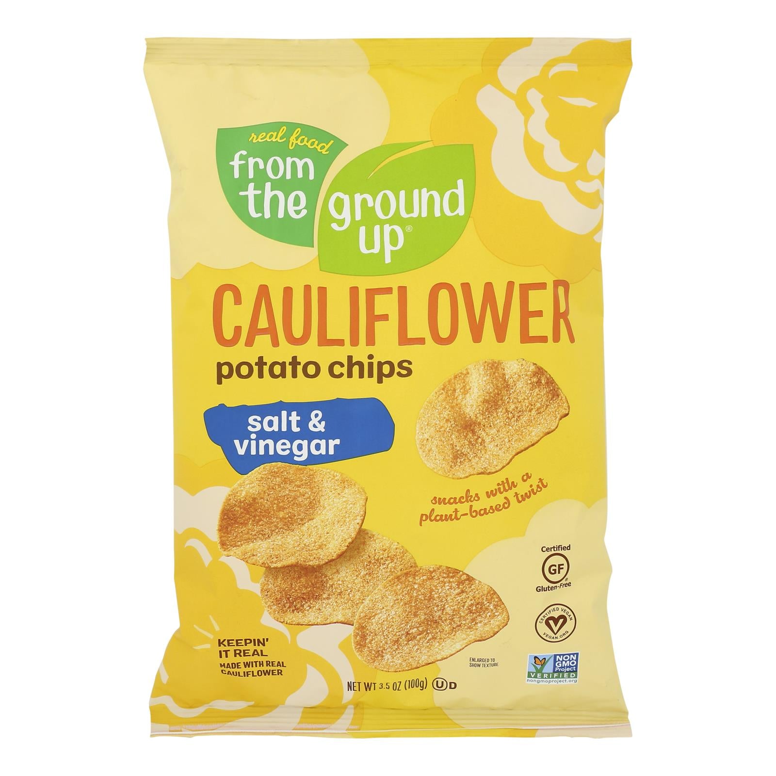 From The Ground Up Salt & Vinegar Cauliflower Chips - Case Of 12 - 3.5 Oz