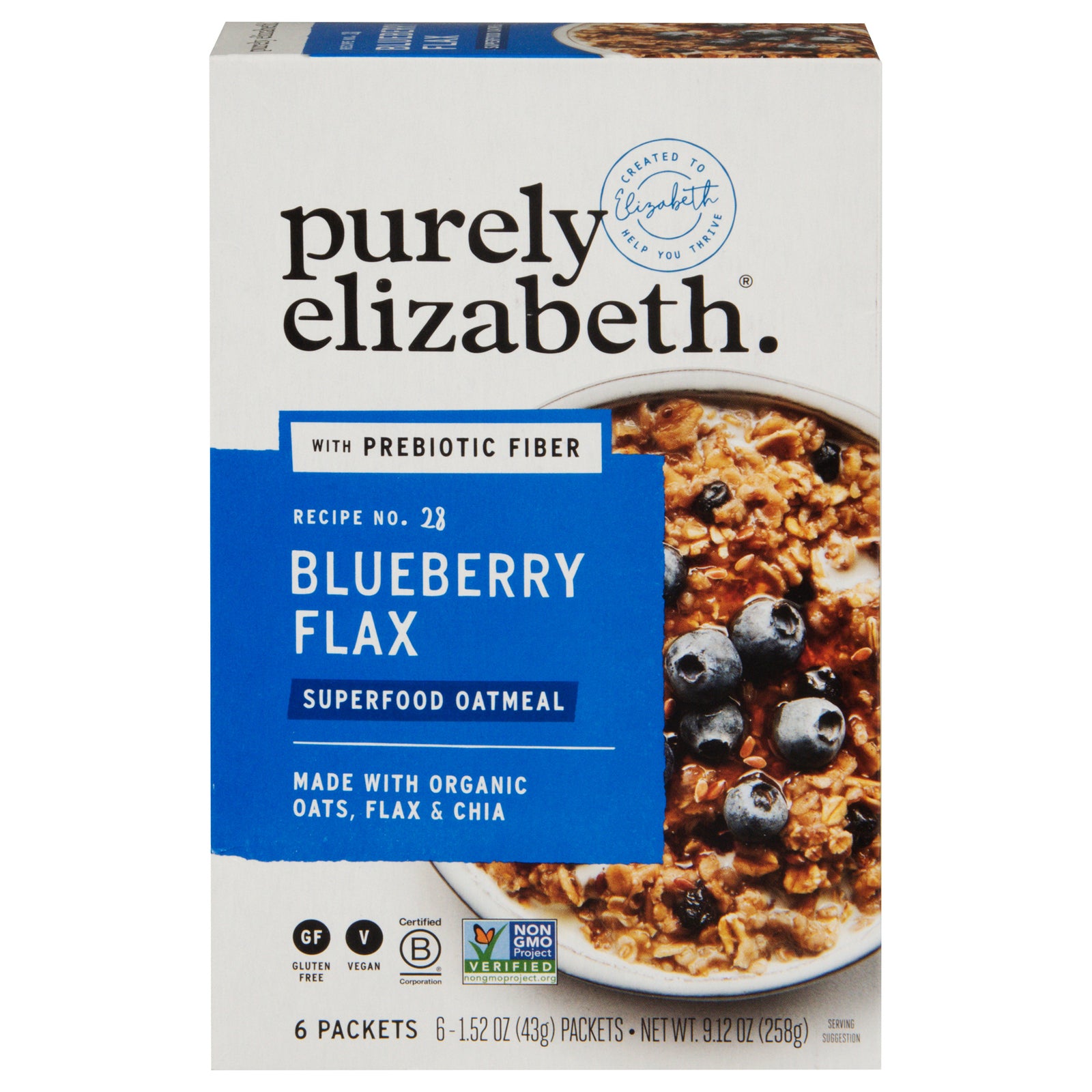 Purely Elizabeth - Oatmeal Blueberry Flx 6 Pack - Case of 6-9.12 OZ