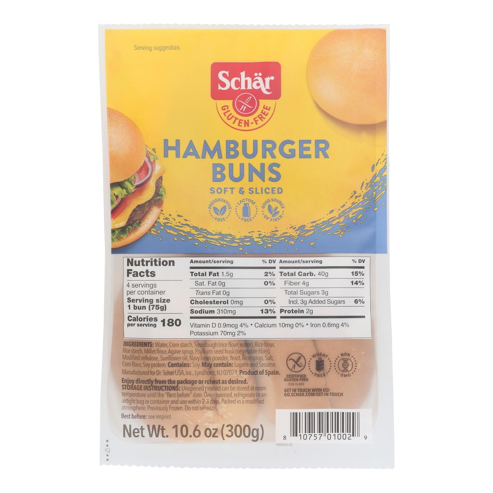 Schar - Rolls Hamburger Buns Gluten Free - Case Of 4-10.6 Oz