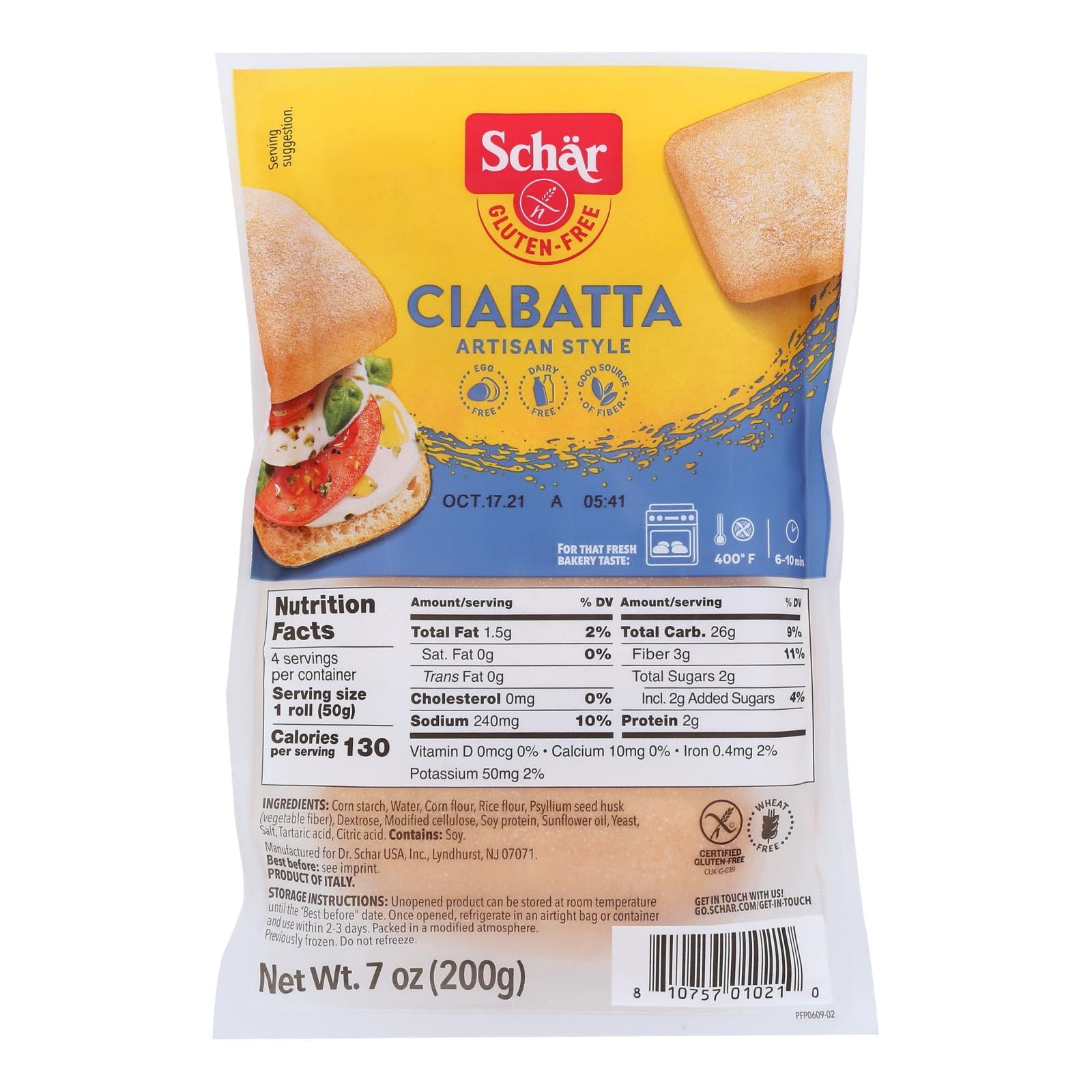 Schar - Ciabatta Gluten Free - Case Of 5-7.1 Oz