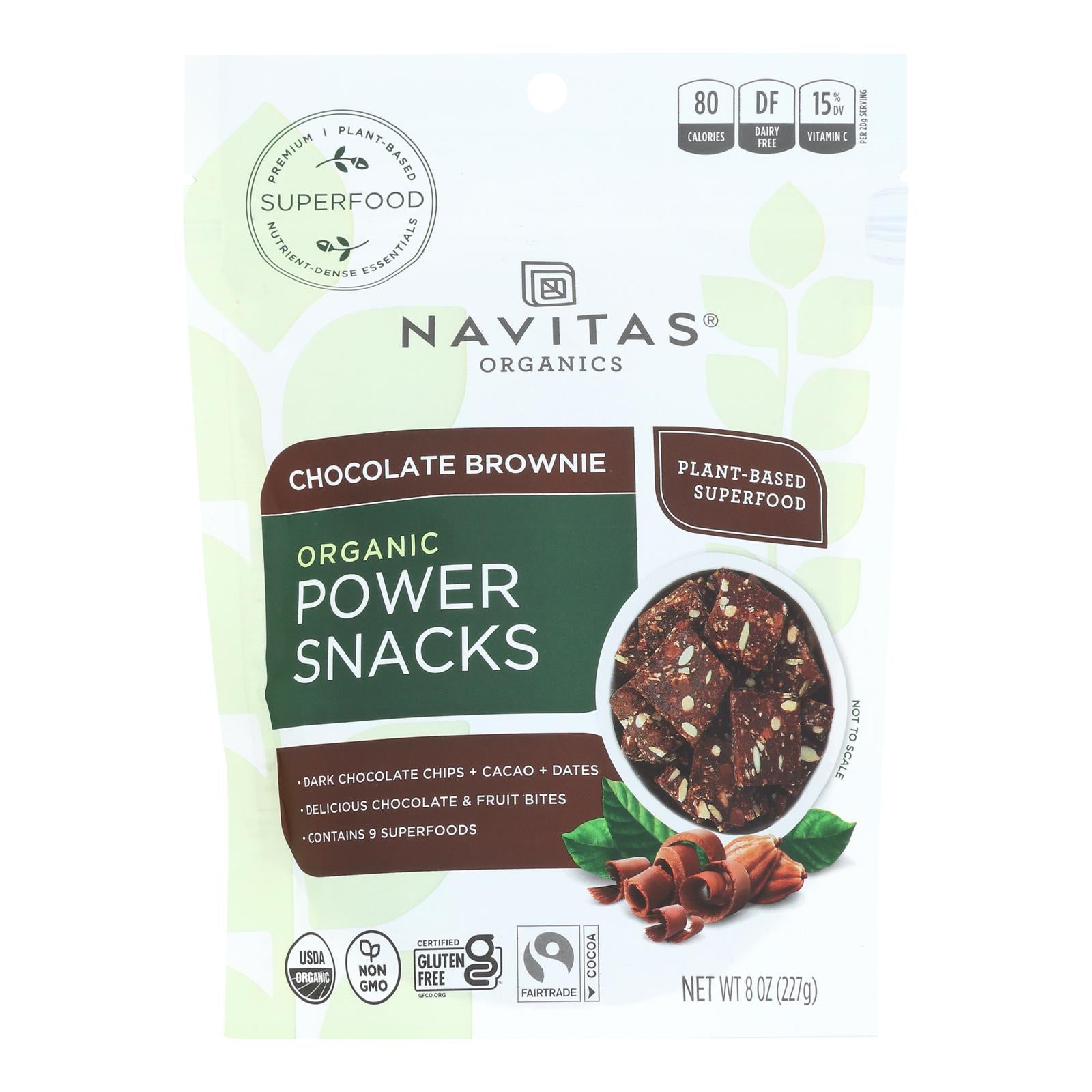 Navitas Organics - Powr Snac Chocolate Cacao - Case of 12 - 8 OZ