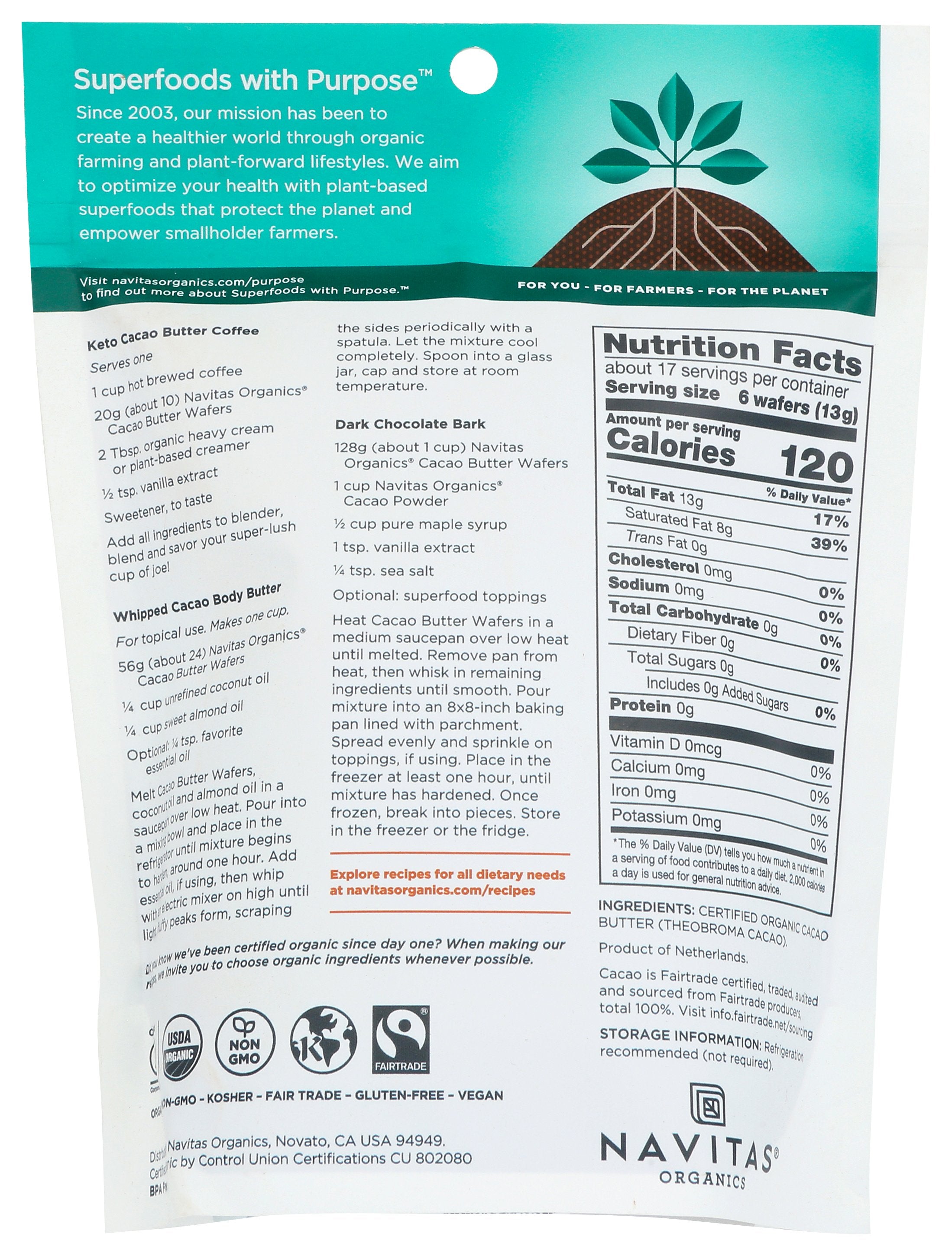 NAVITAS WAFERS BUTTER CACAO ORG