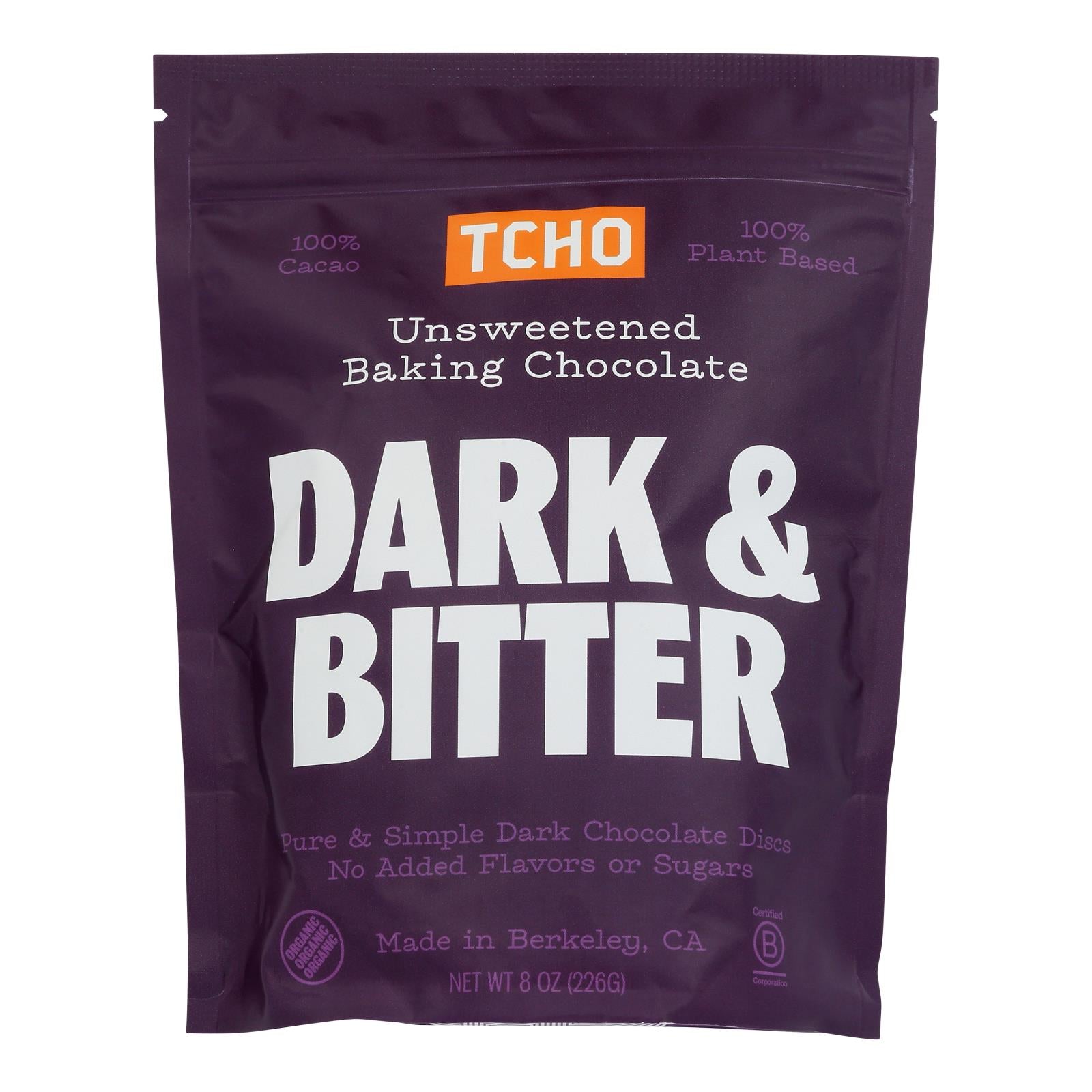 Tcho Chocolate Unsweetened 99% Organic Baking Pieces  - Case of 6 - 8 OZ