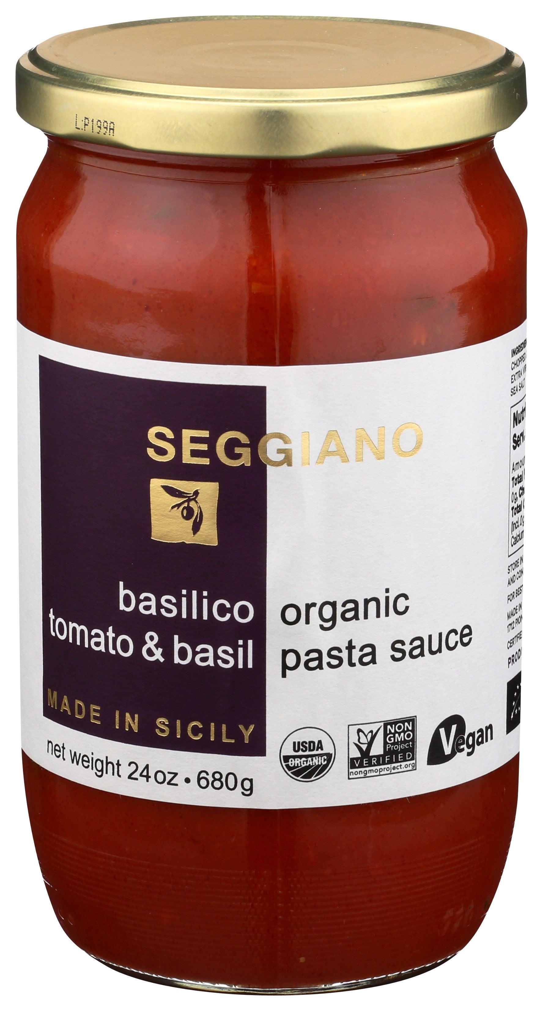 SEGGIANO PASTA SAUCE TOMT BASL ORG - Case of 6