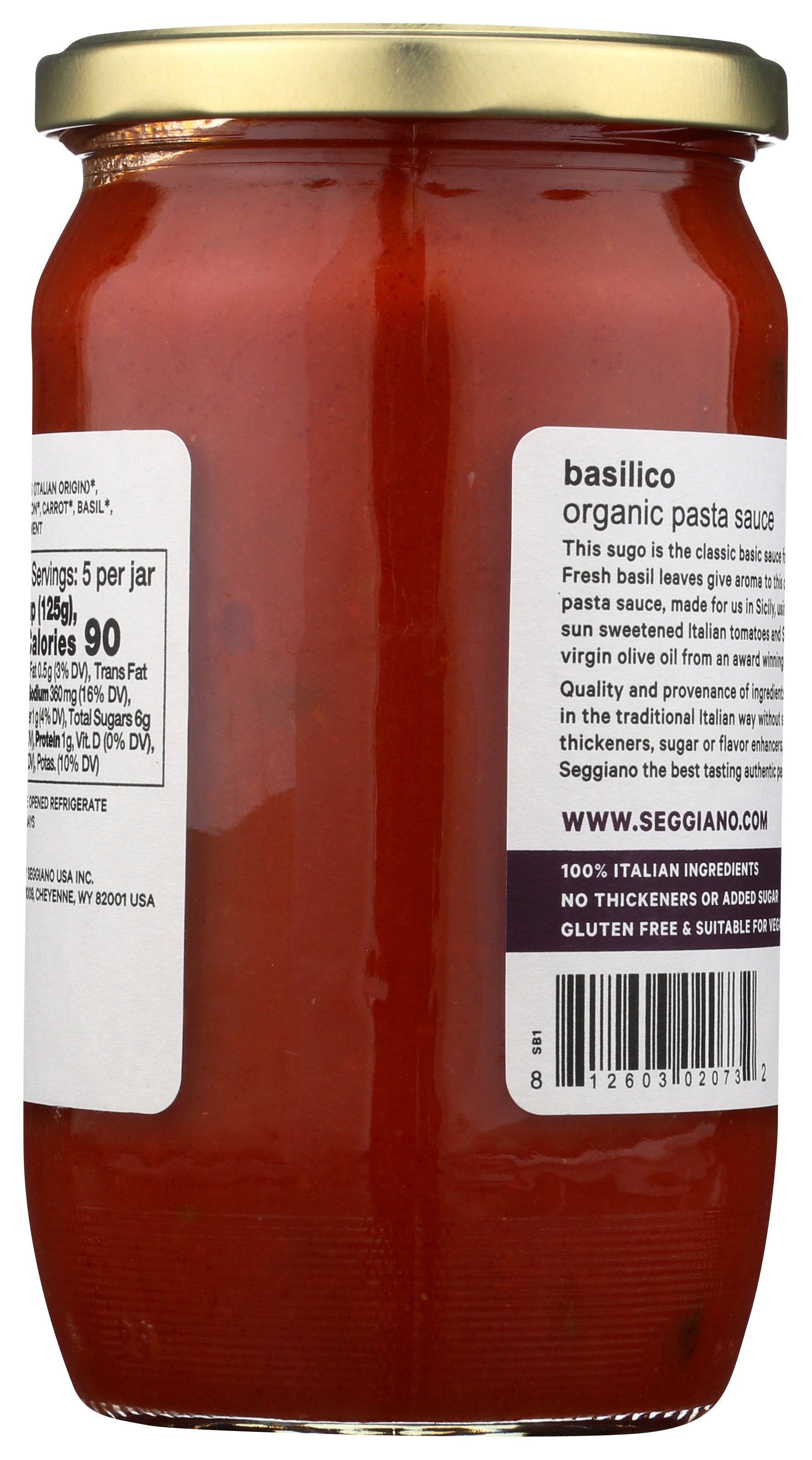 SEGGIANO PASTA SAUCE TOMT BASL ORG - Case of 6