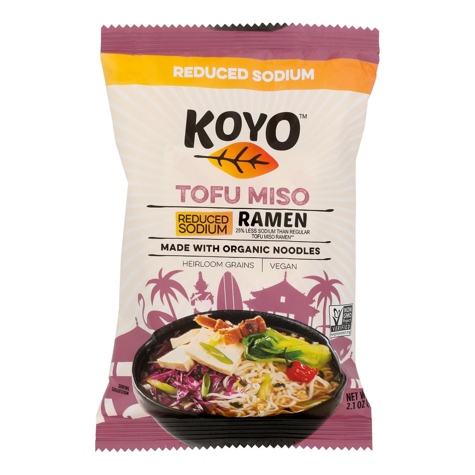 Koyo Tofu Miso Reduced Sodium Ramen - Case of 12 - 2.1 OZ