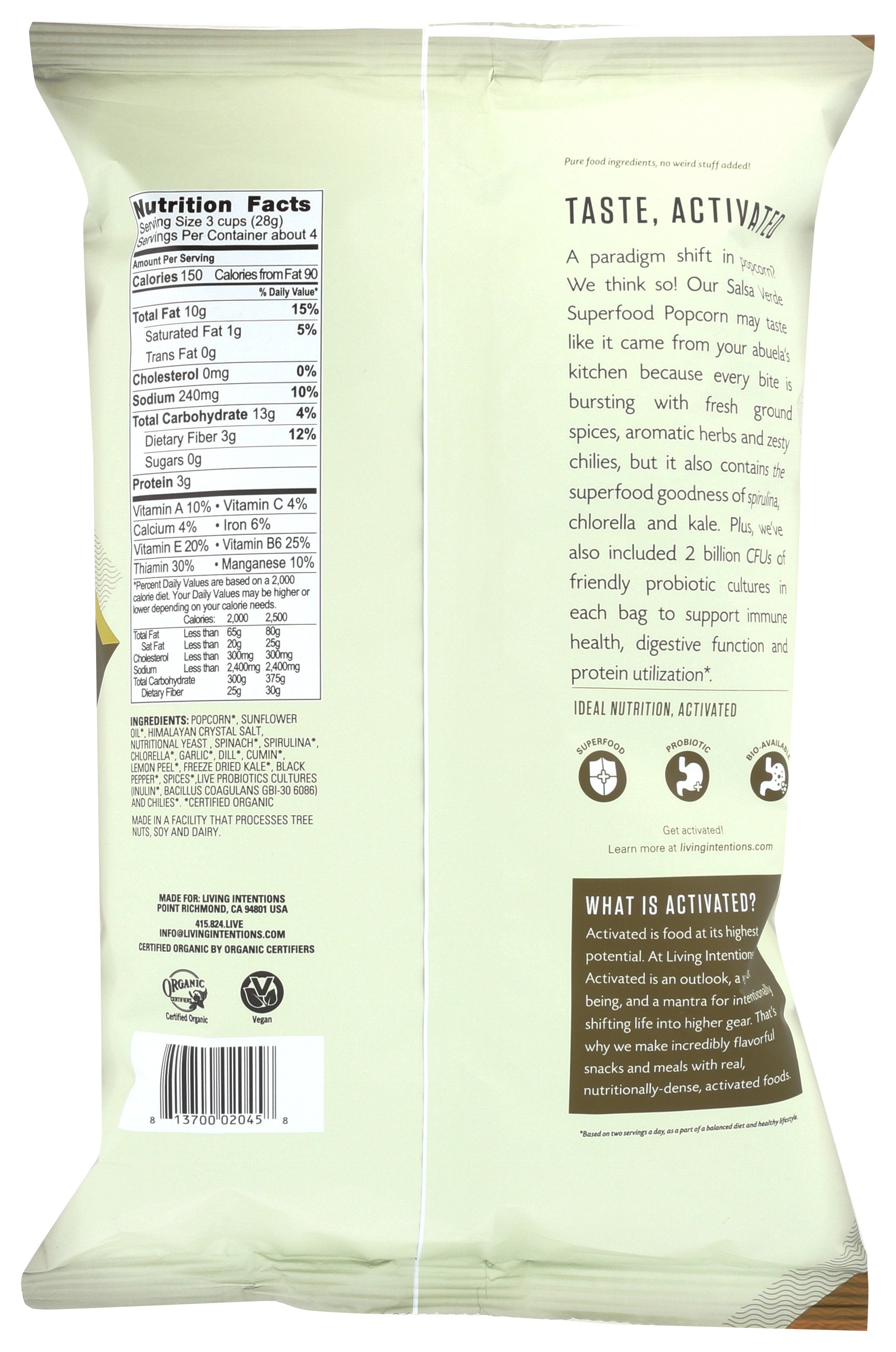 LIVING INTENTIONS POPCORN SALA VERDE - Case of 12