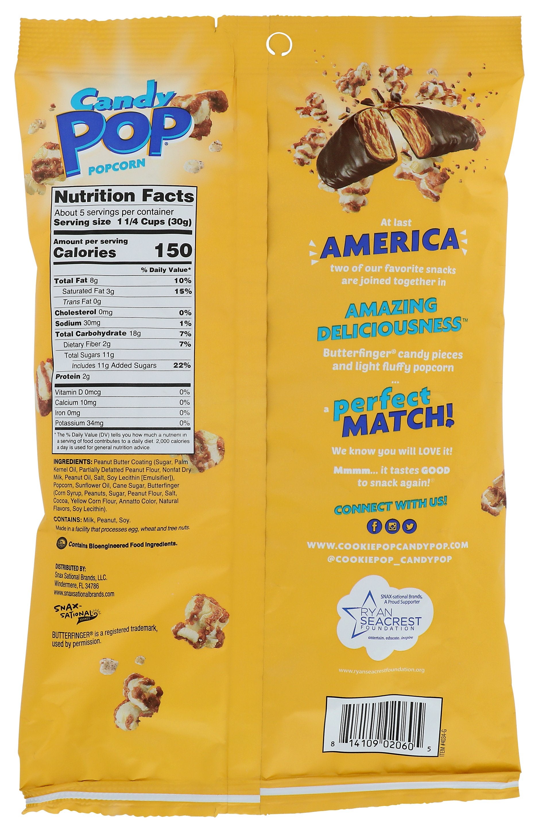 COOKIE POP POPCORN POPCORN BUTTERFINGER - Case of 12