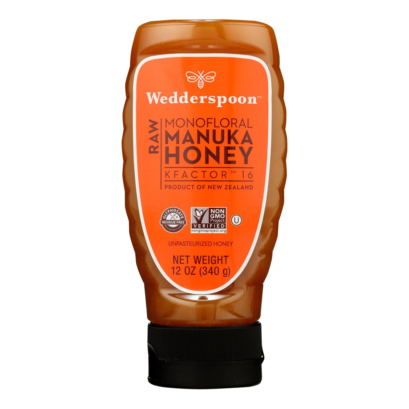 Wedderspoon - Manuka Honey Raw Squeeze Bottle - Case Of 6 - 12 Oz