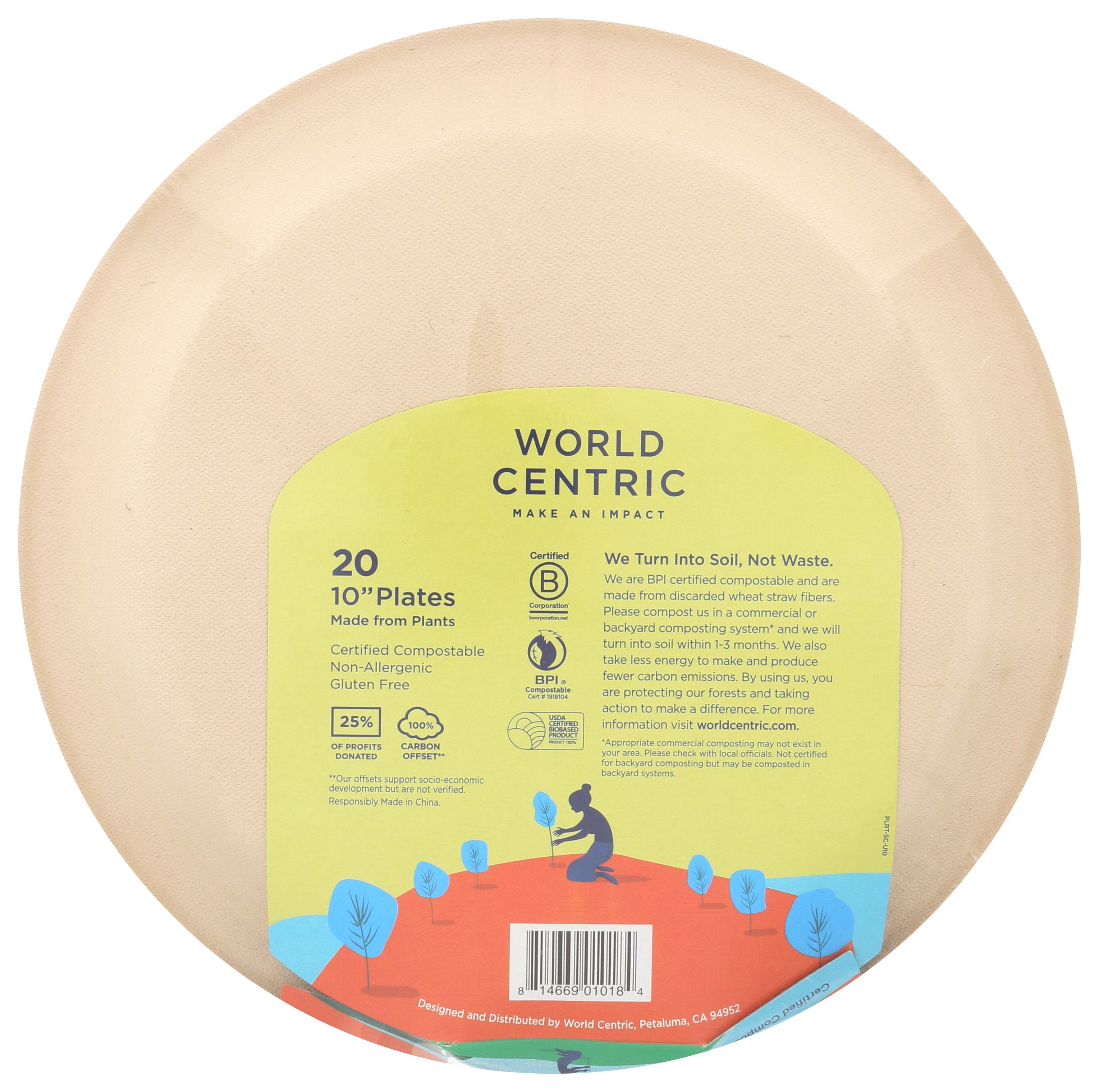 WORLD CENTRIC PLATE COMPOST 10IN - Case of 12