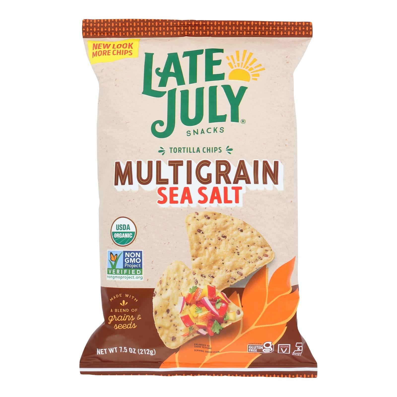 Late July Snacks - Tort Chips Multigrn Sea Salt Gluten Free - Case Of 12-7.5 Oz