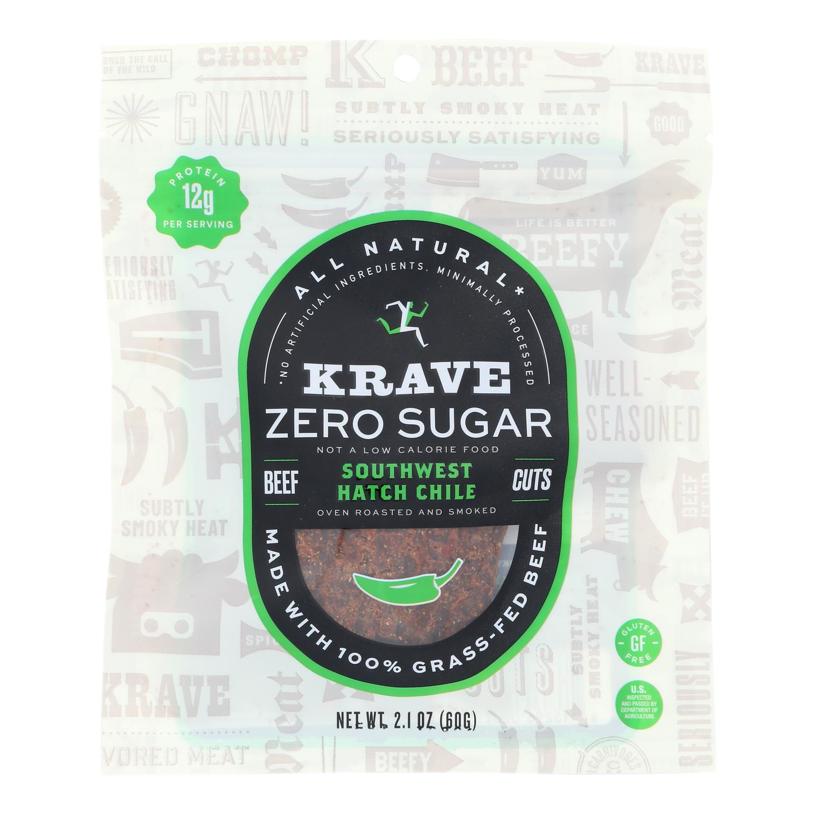 Krave - Beef Jrky Sugar Free Swest Hatch - Case Of 8-2.1 Oz
