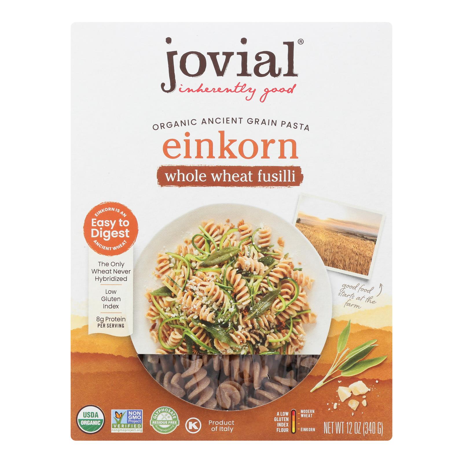 Jovial - Pasta - Organic - Whole Grain Einkorn - Fusilli - 12 Oz - Case Of 12