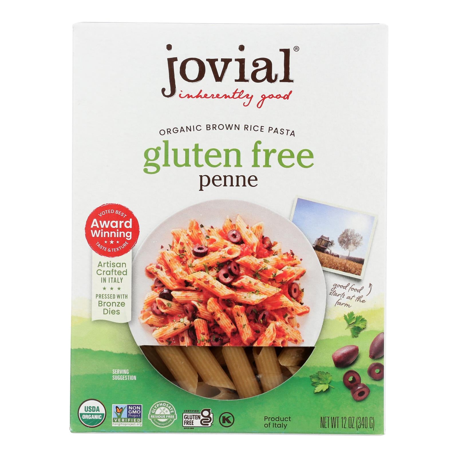 Jovial - Pasta - Organic - Brown Rice - Penne Rigate - 12 Oz - Case Of 12