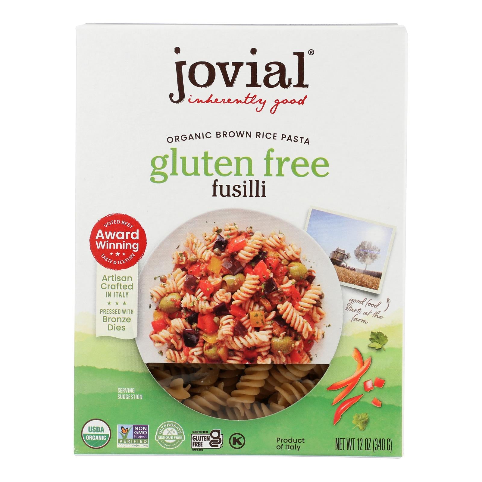 Jovial - Pasta - Organic - Brown Rice - Fusilli - 12 Oz - Case Of 12