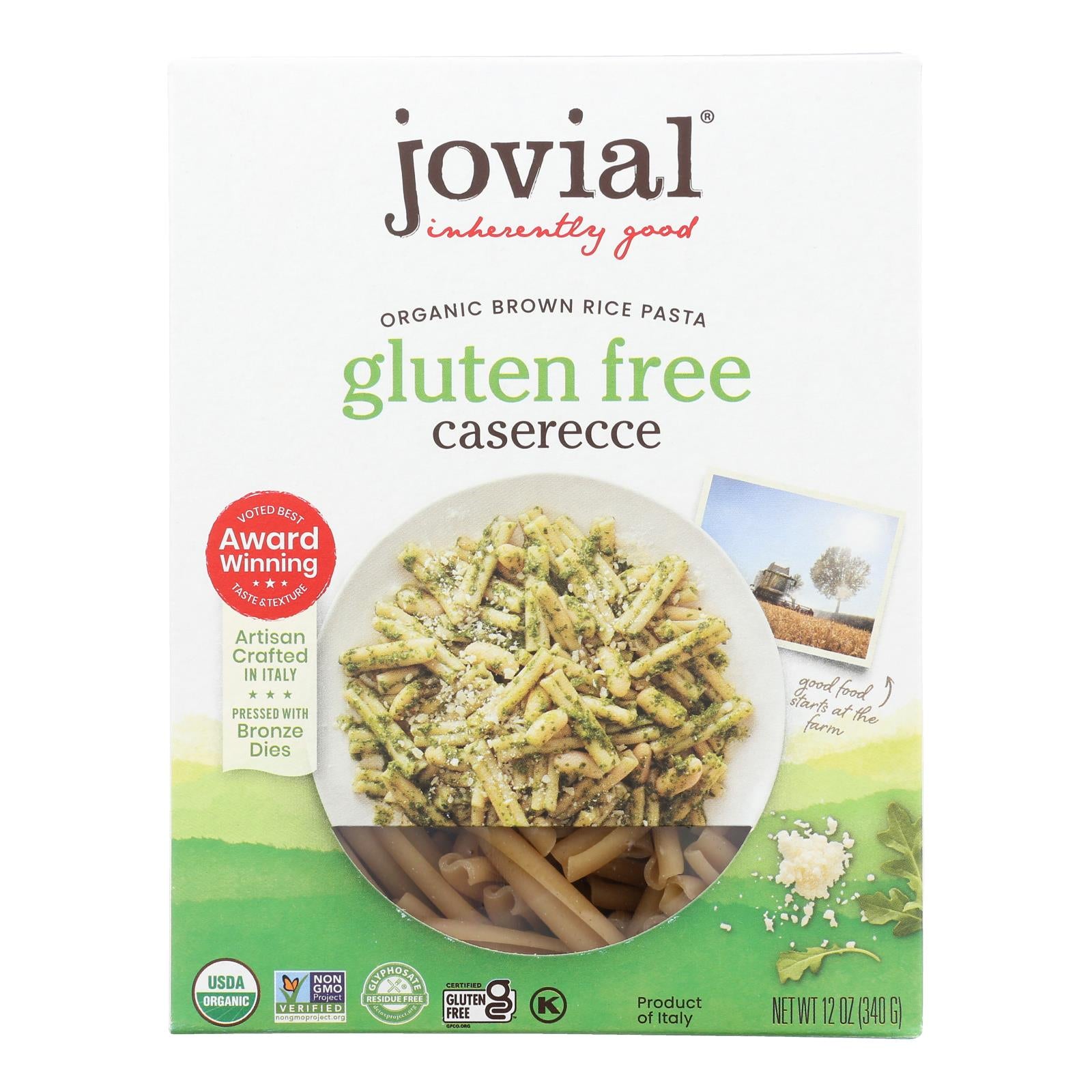 Jovial - Gluten Free Brown Rice Pasta - Caserecce - Case Of 12 - 12 Oz.